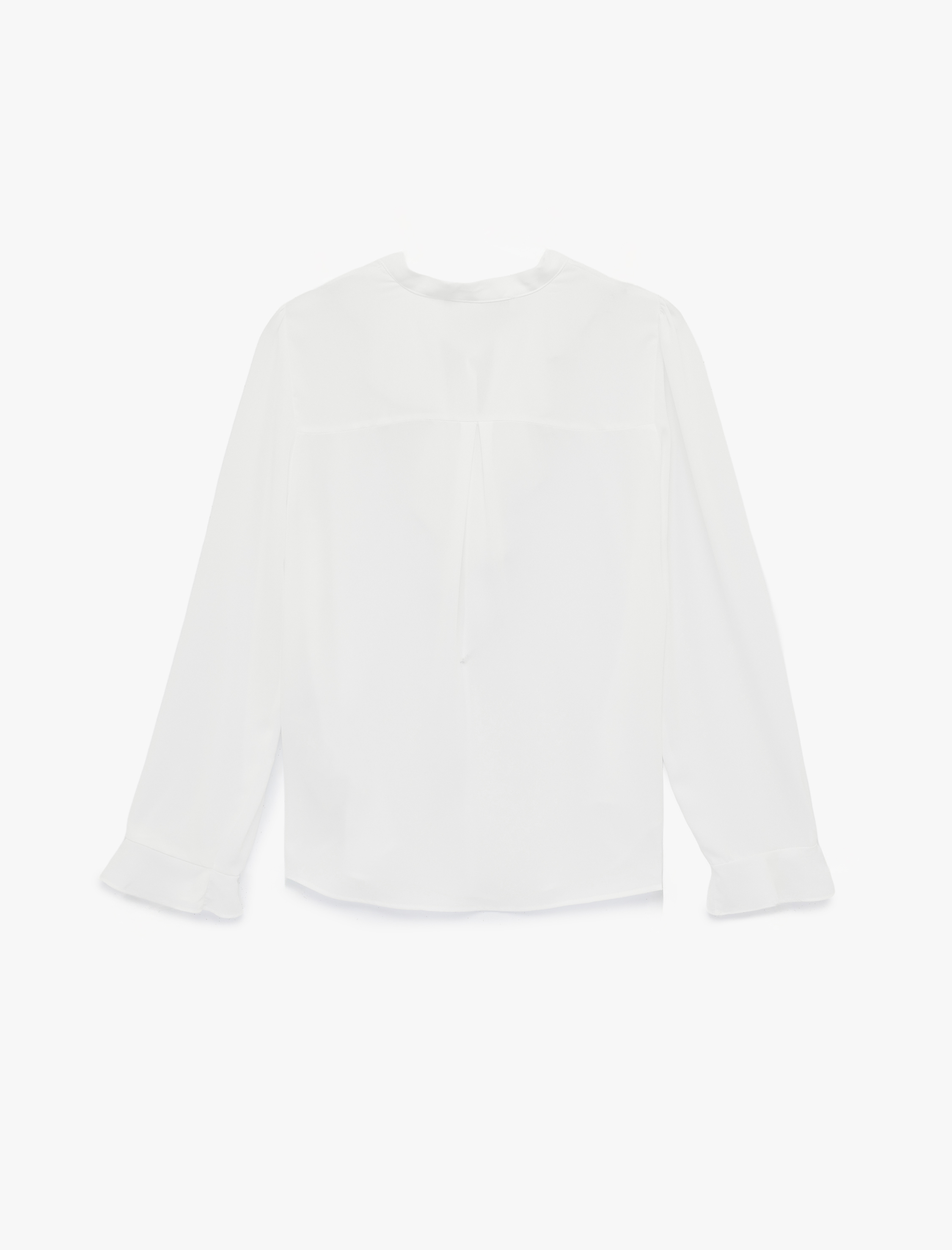   Uzun Kollu Fırfırlı Yaka Bağlama Detaylı Bluz