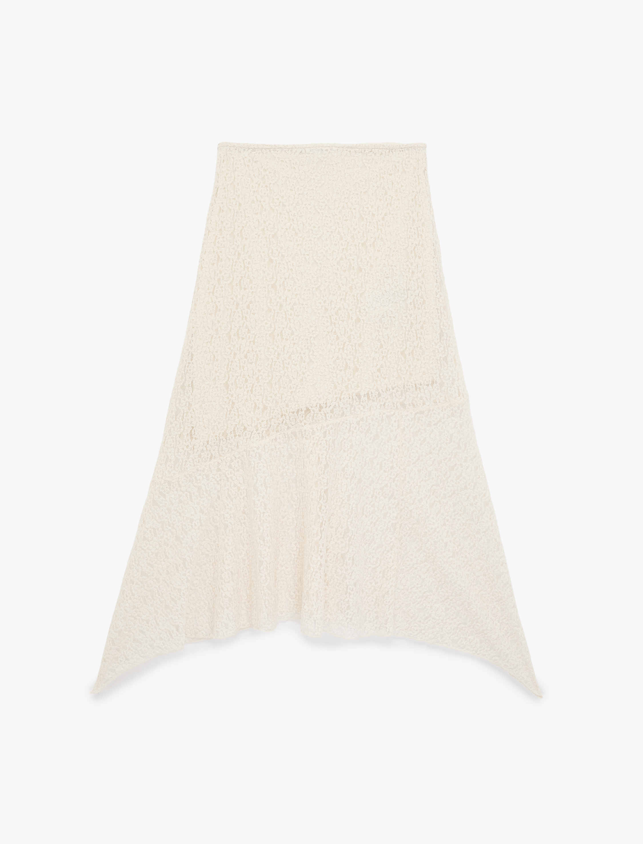   Normal Bel Asimetrik Kesim Midi Dantel Etek