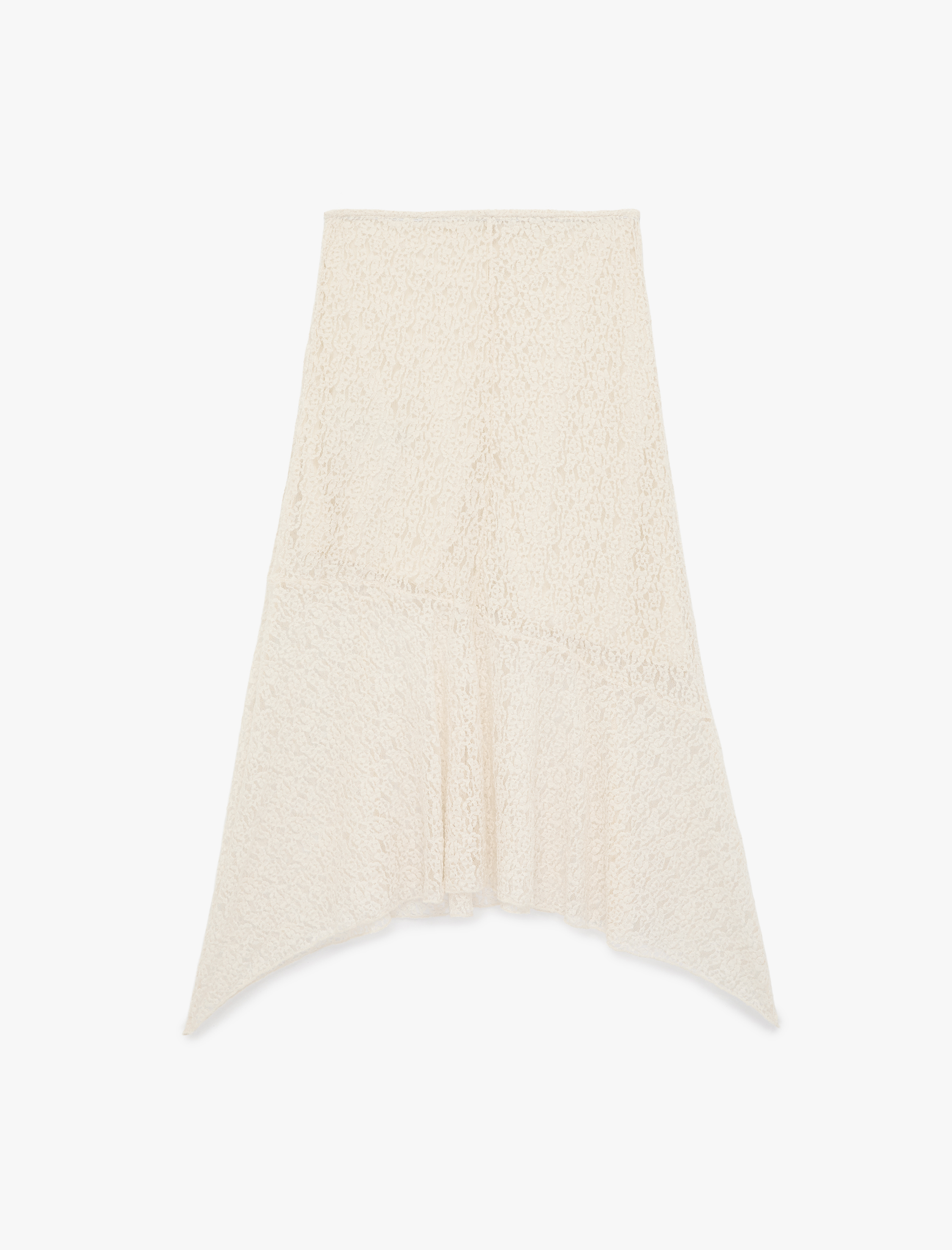   Normal Bel Asimetrik Kesim Midi Dantel Etek