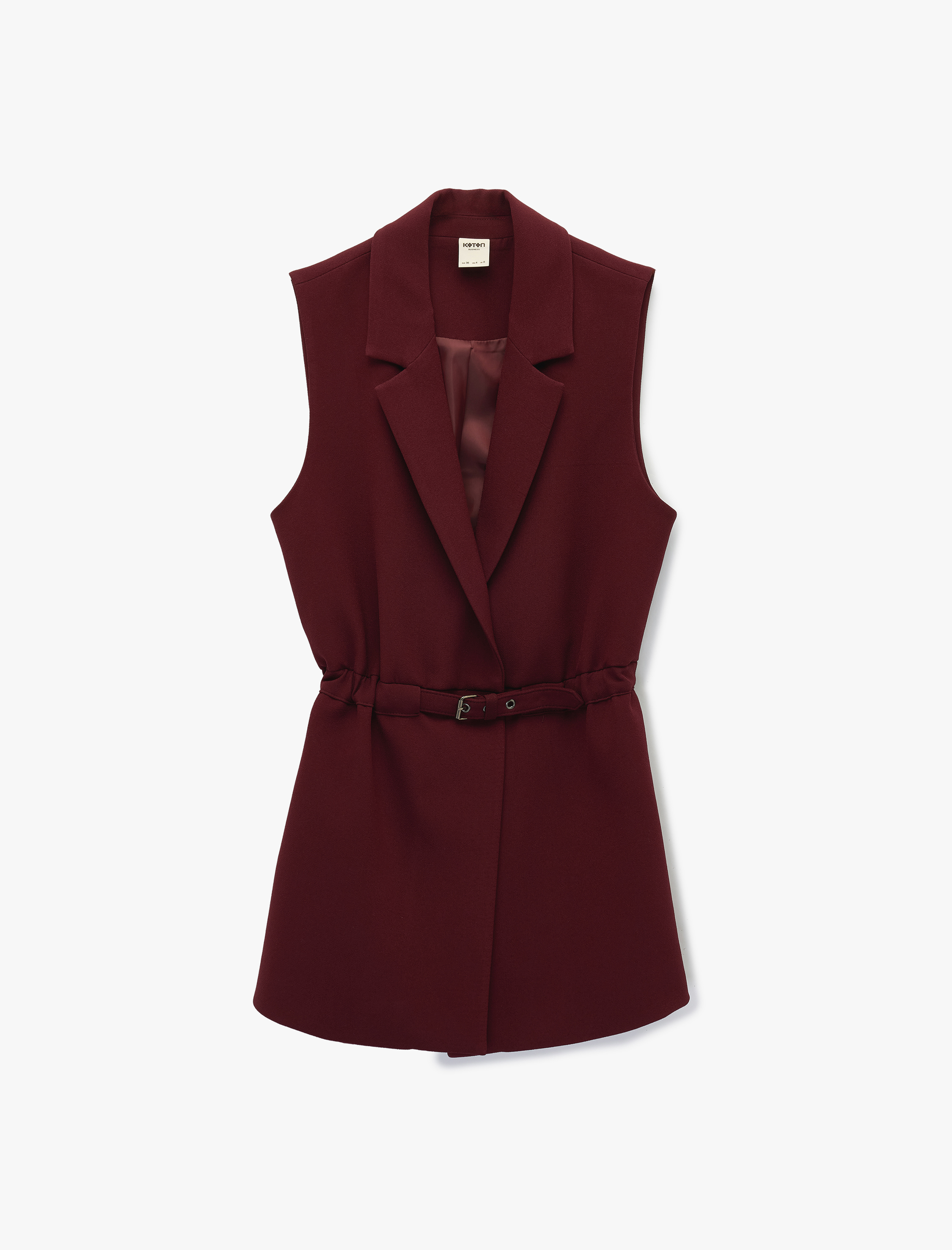   Regular Fit Kolsuz Kemerli Kruvaze Yaka Yelek