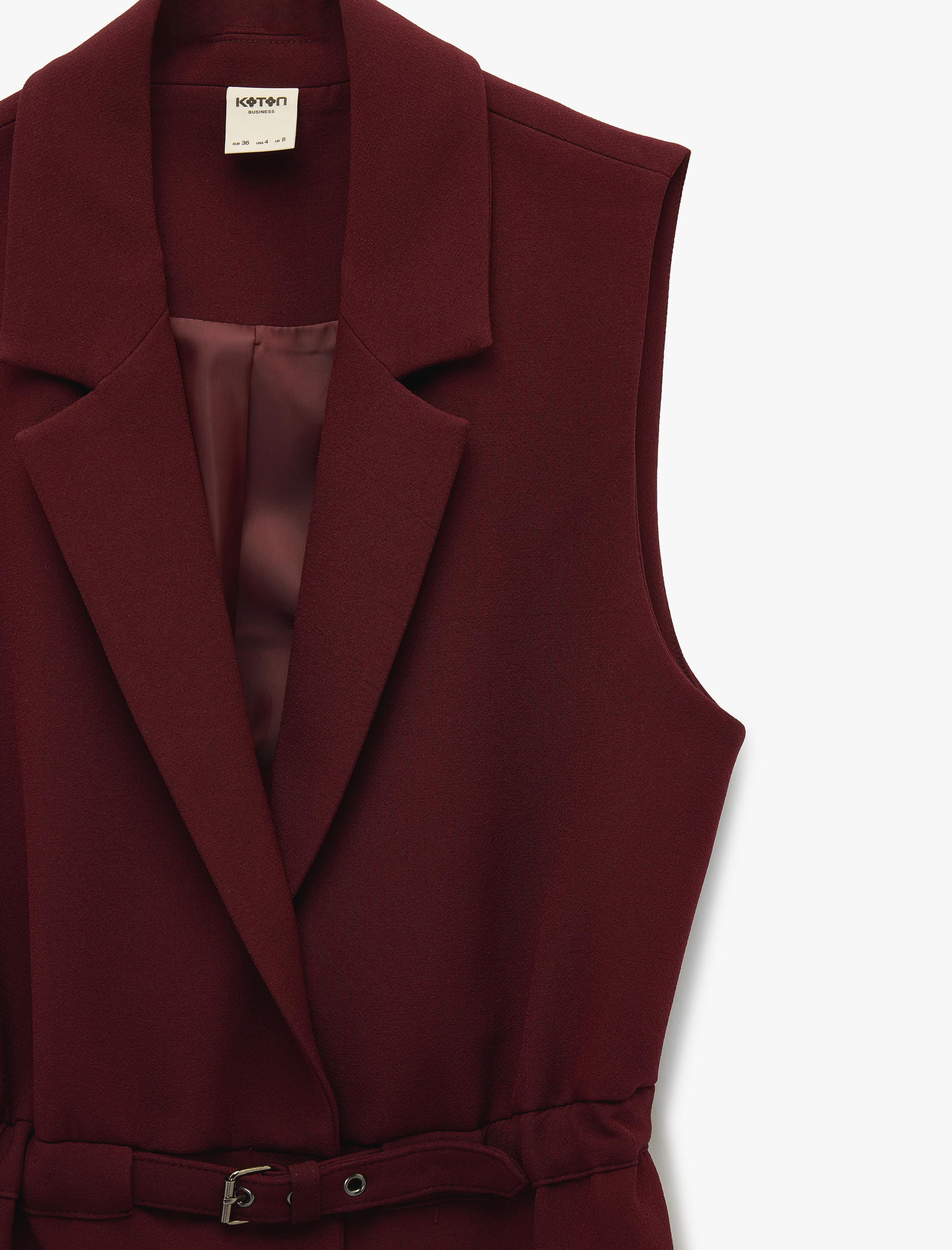   Regular Fit Kolsuz Kemerli Kruvaze Yaka Yelek