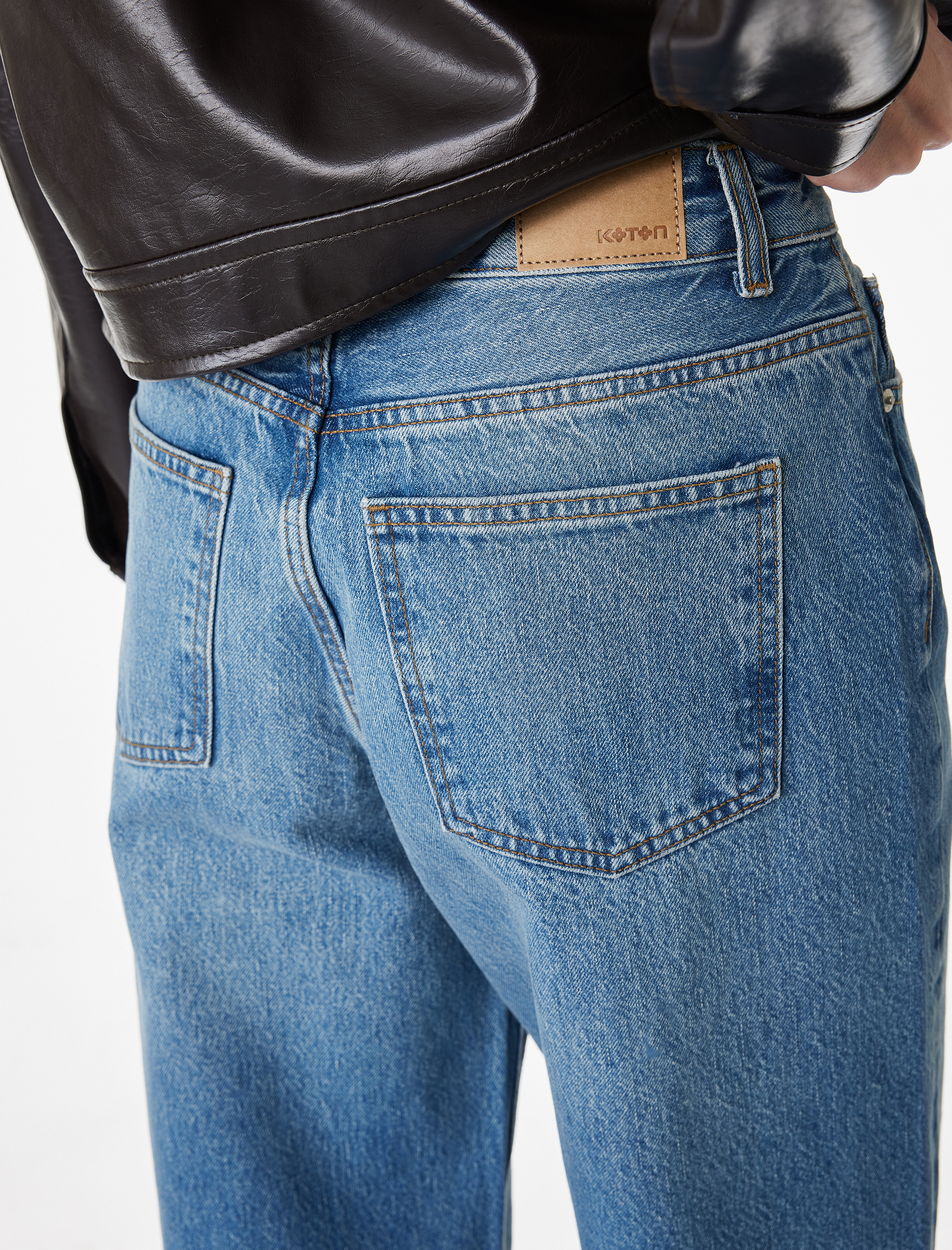   Pamuklu Yüksek Bel Düğmeli Cepli Geniş Paça Denim Pantolon - Wide Leg Jeans