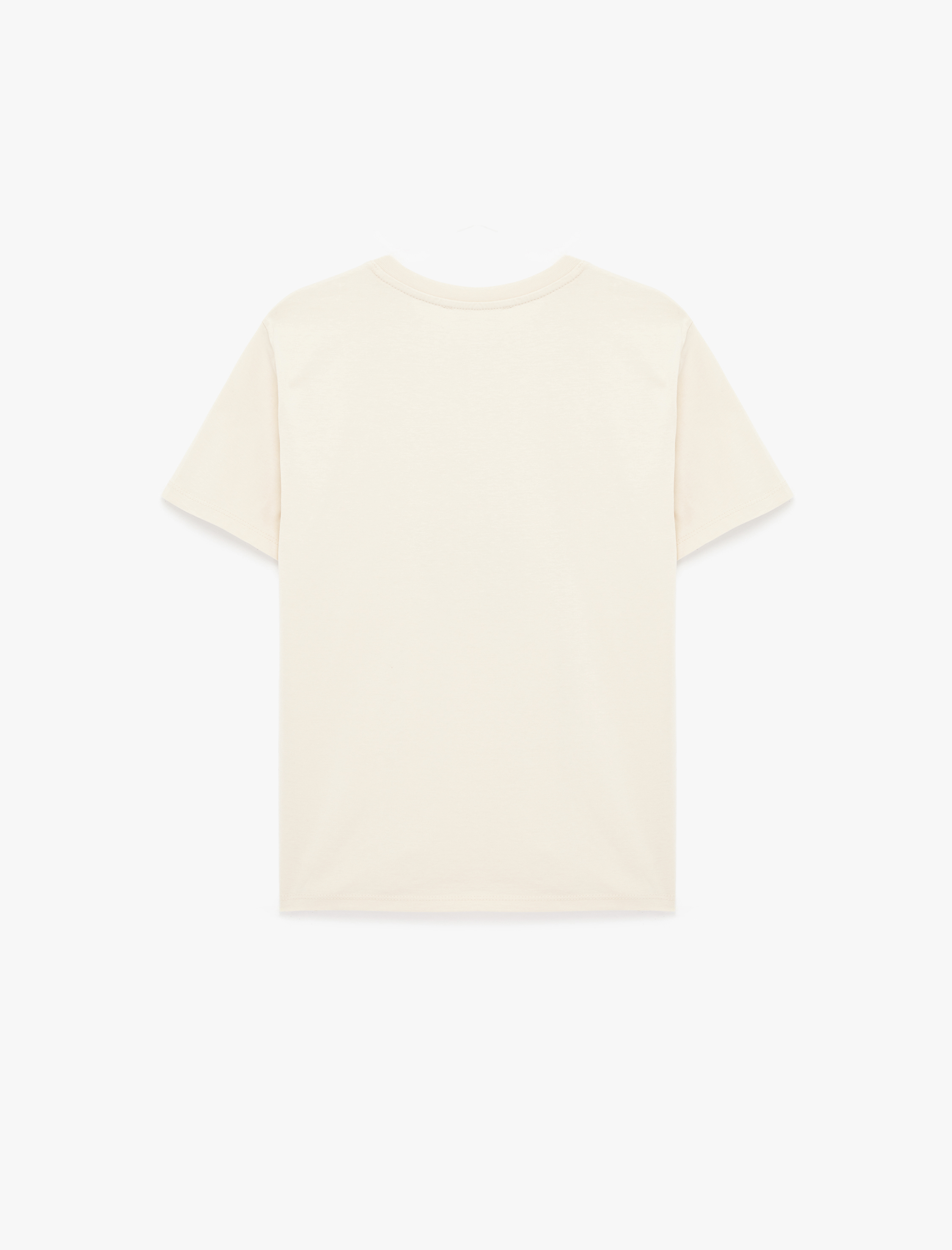   Pamuklu Kısa Kollu Bisiklet Yaka Leopar Baskı Detaylı Tişört