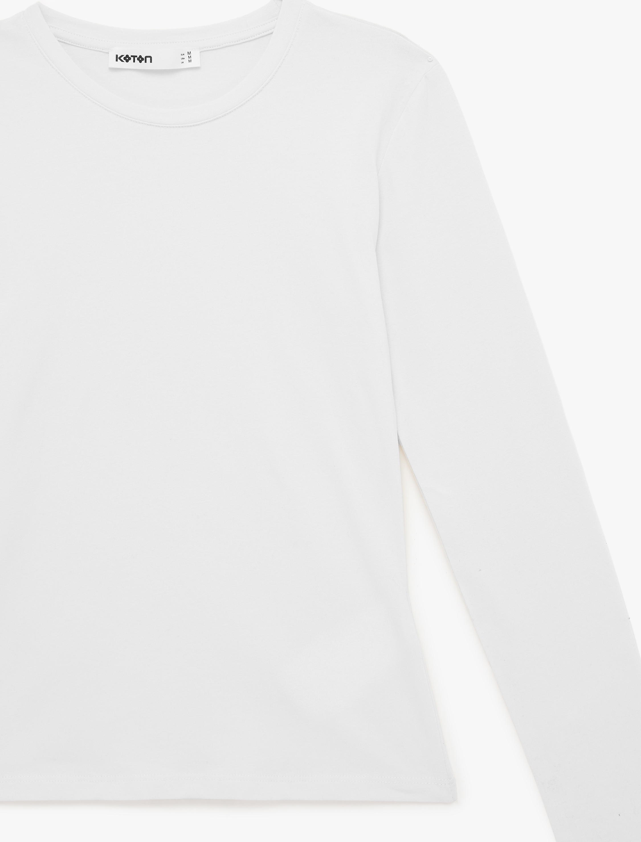   Slim Fit Pamuklu Uzun Kollu Bisiklet Yaka Tişört