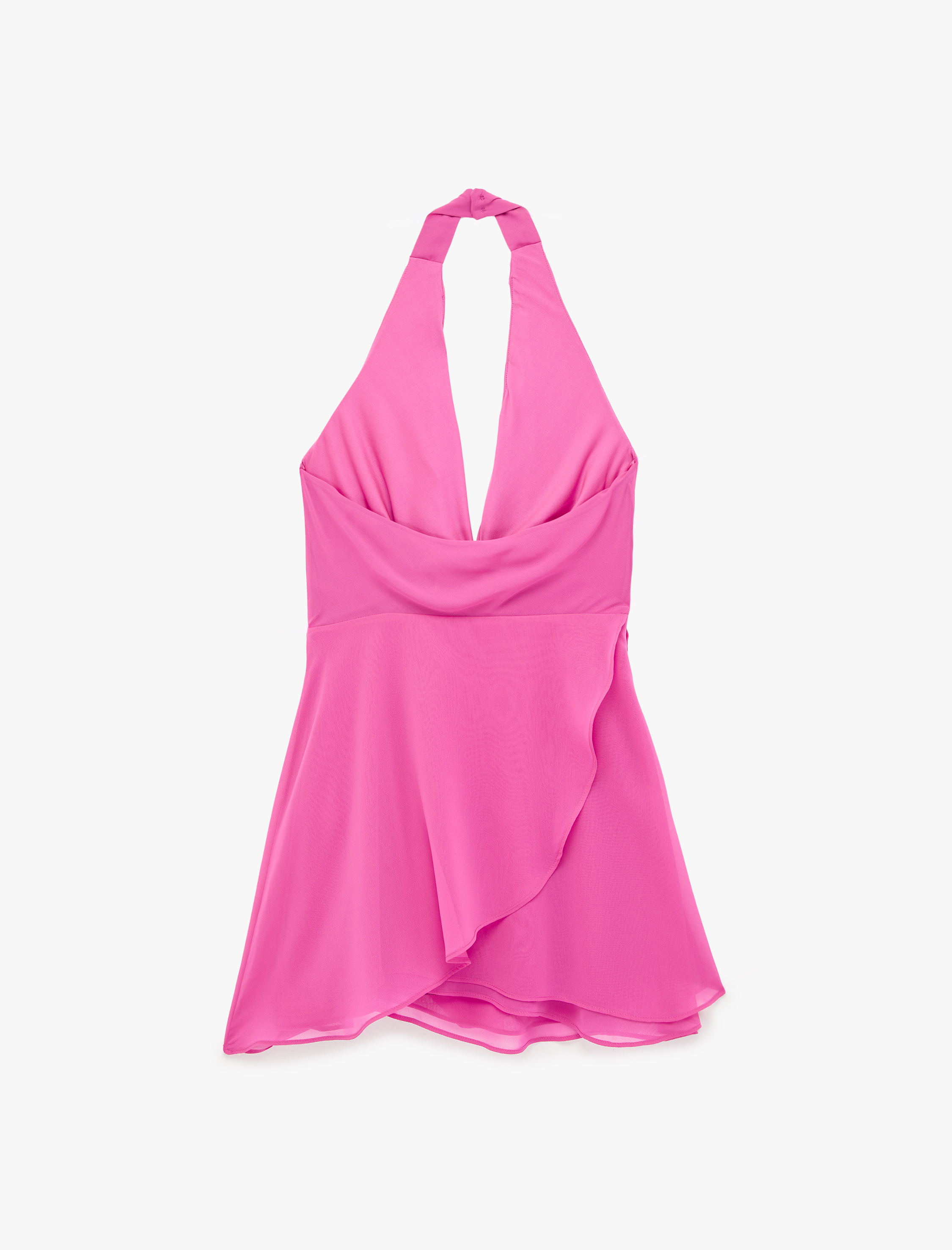   Kolsuz Degaje Yaka Şifon Mini Abiye Elbise