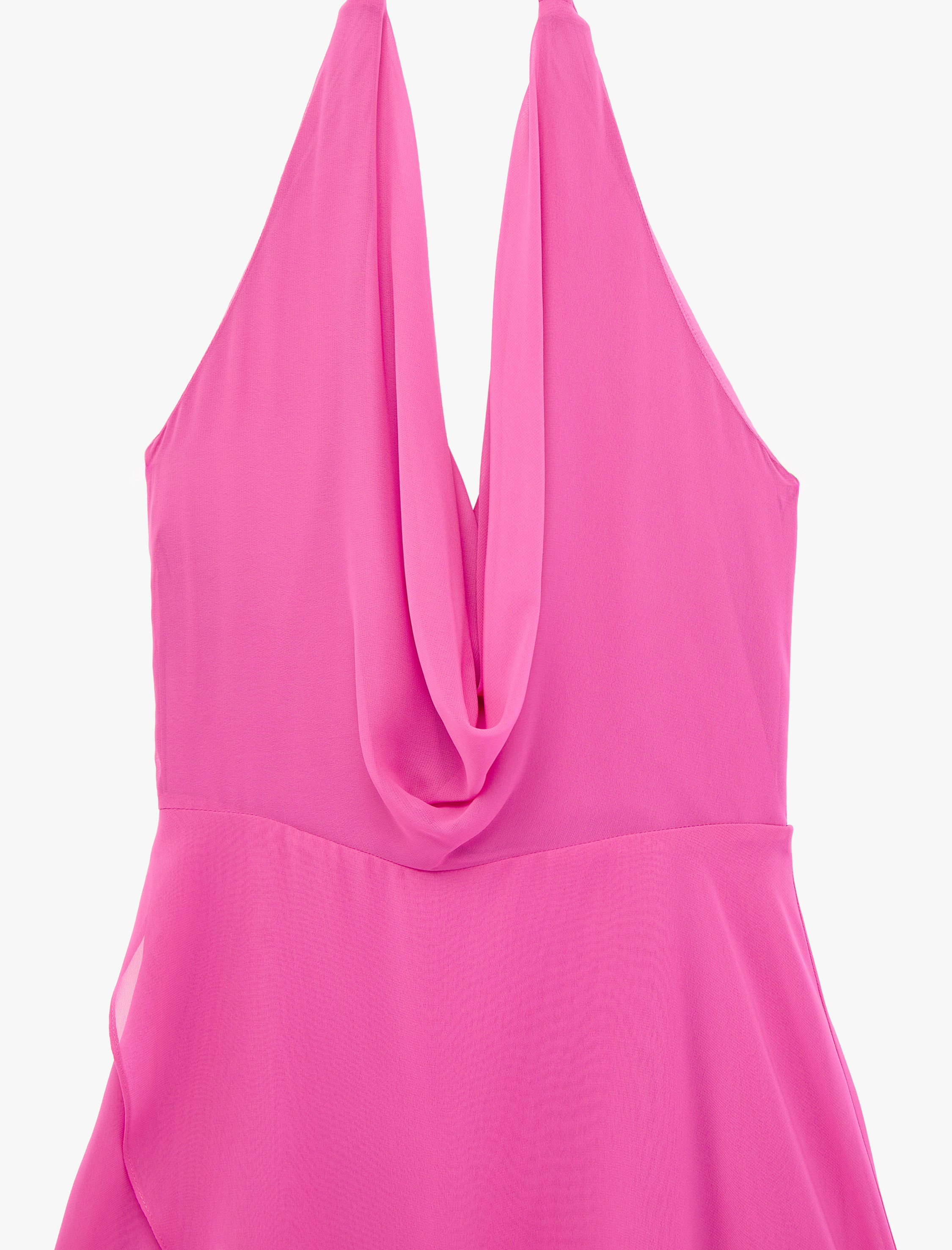   Kolsuz Degaje Yaka Şifon Mini Abiye Elbise