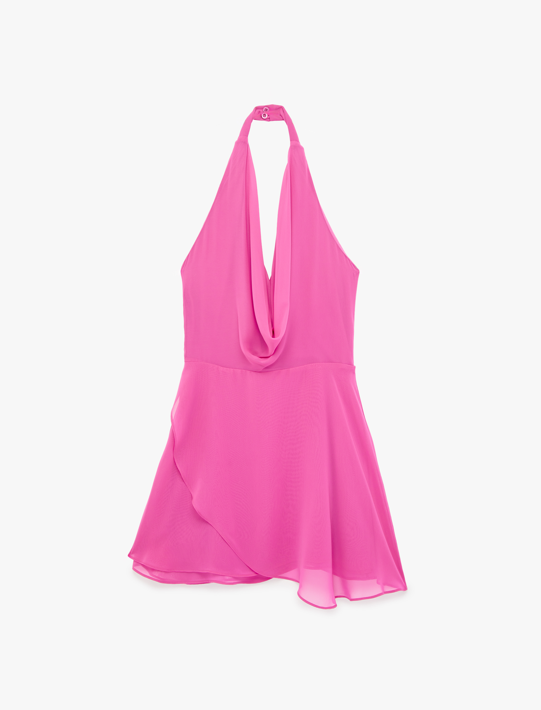   Kolsuz Degaje Yaka Şifon Mini Abiye Elbise