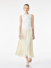 Standart Bel Pileli Midi Şifon Etek
