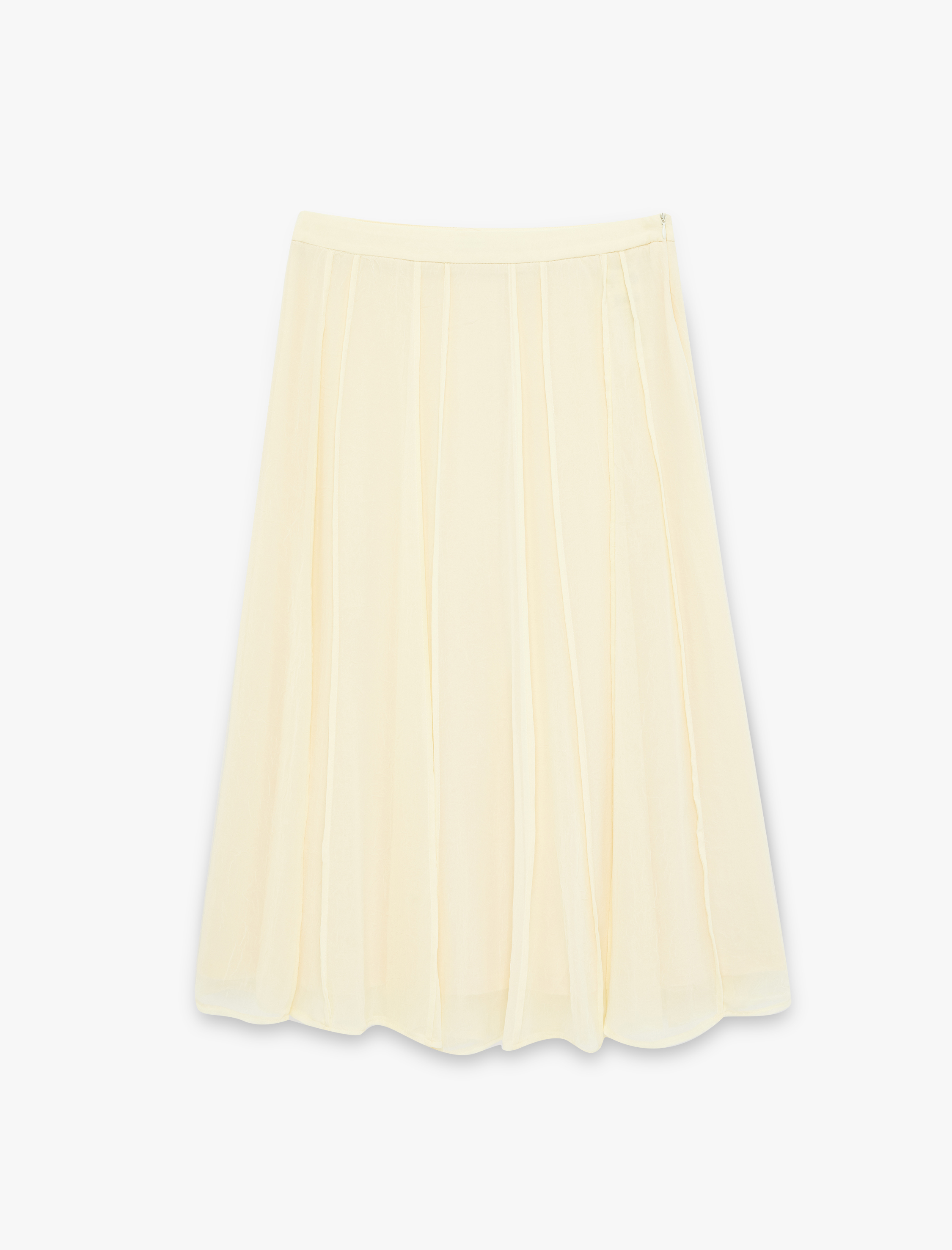   Standart Bel Pileli Midi Şifon Etek