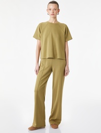 Modal Kumaş Geniş Paça Nervürlü Pantolon