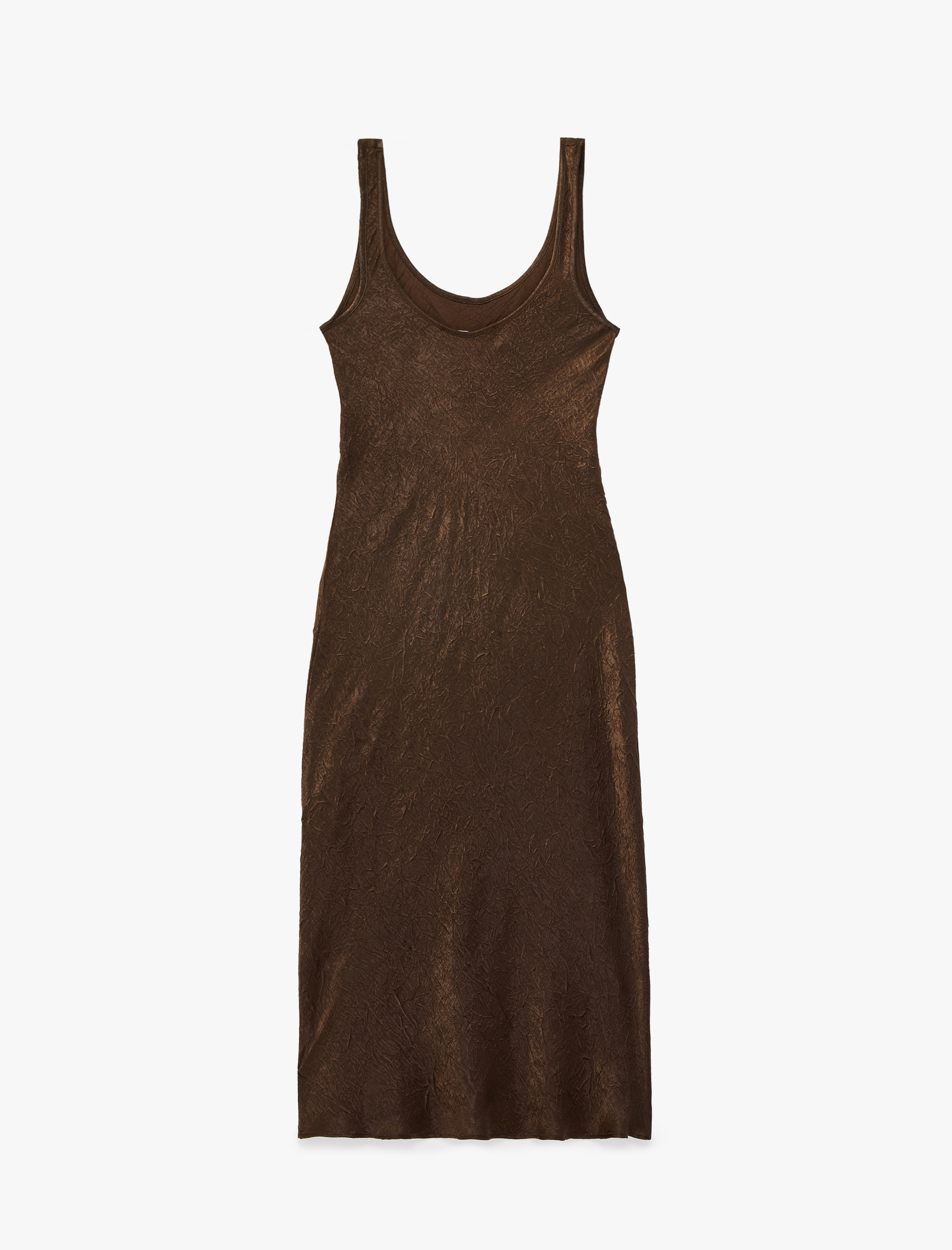   Kolsuz U Yaka Slim Fit Saten Midi Abiye Elbise