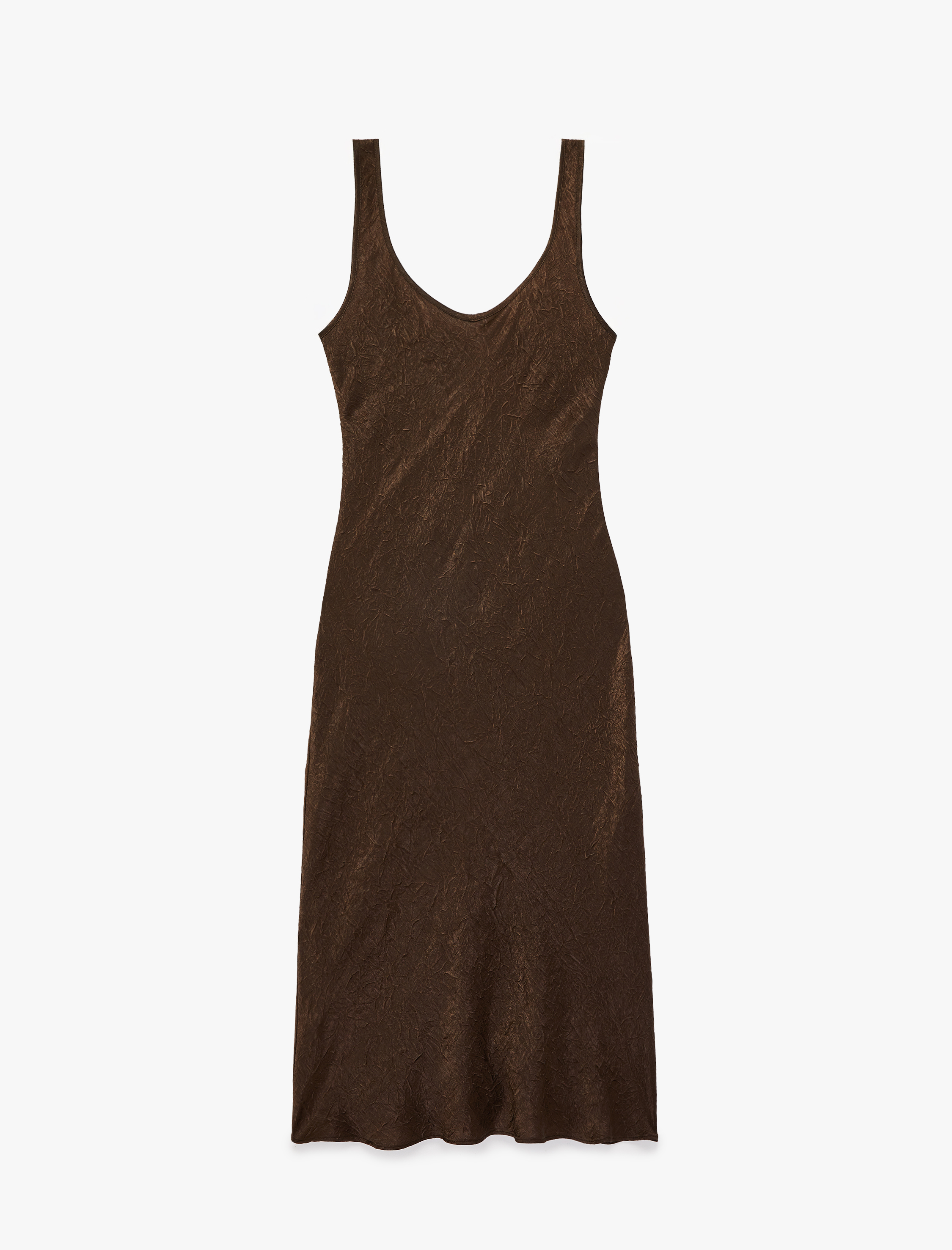   Kolsuz U Yaka Slim Fit Saten Midi Abiye Elbise