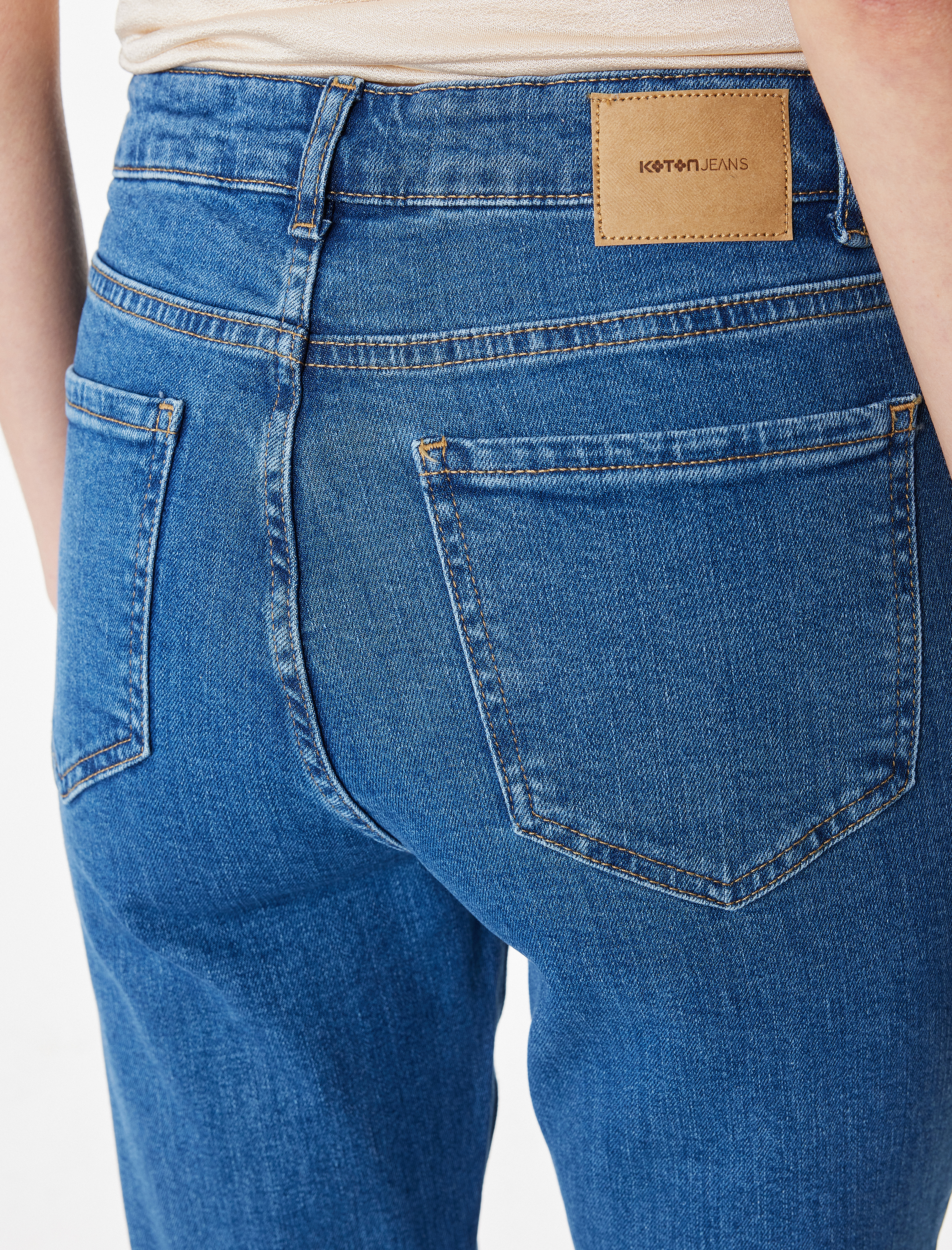   Slim Fit Yüksek Bel Pamuklu İspanyol Paça Denim Pantolon - Flare Jeans