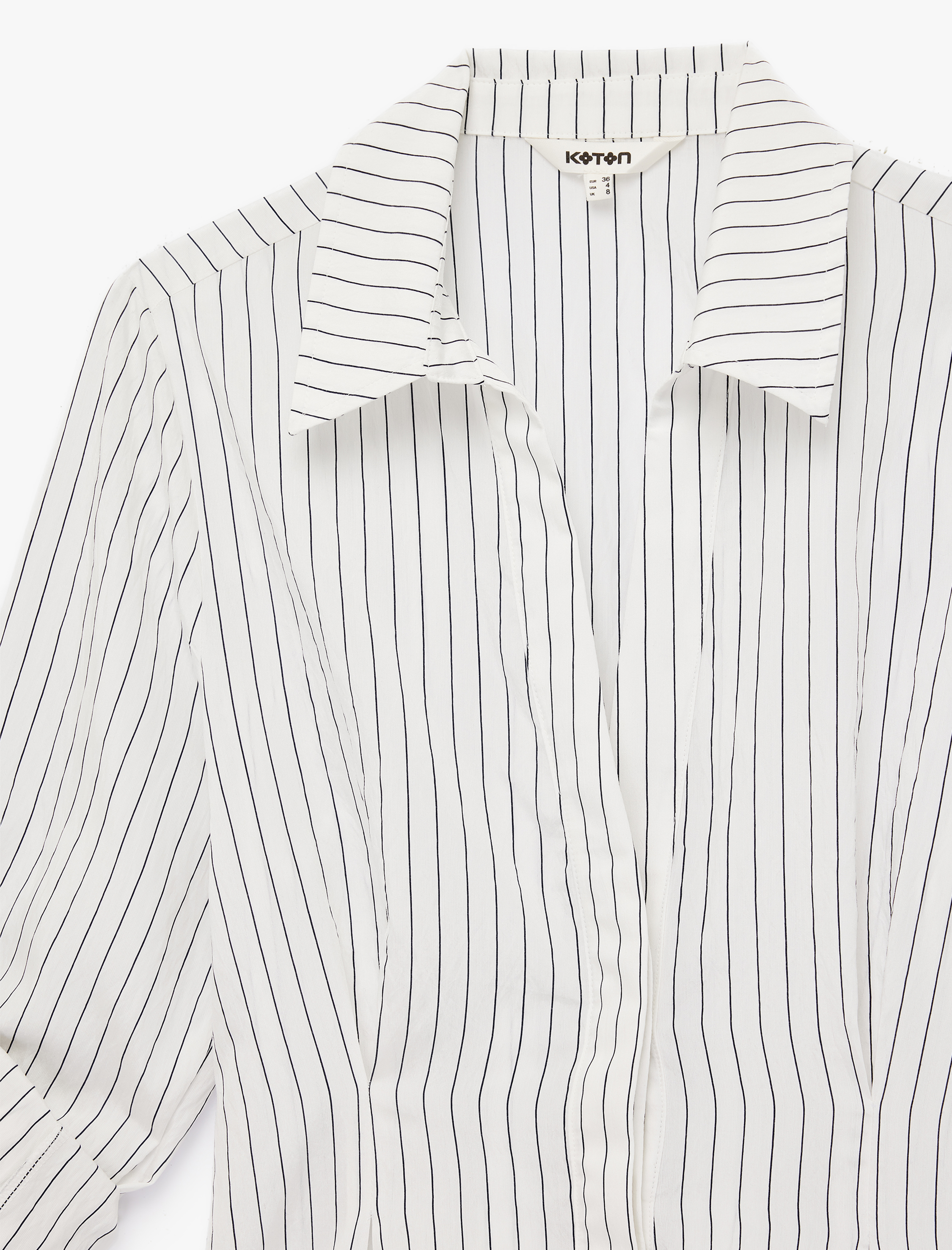   Slim Fit Viskon Kumaş Pens Detaylı Uzun Kollu Çizgili Gömlek