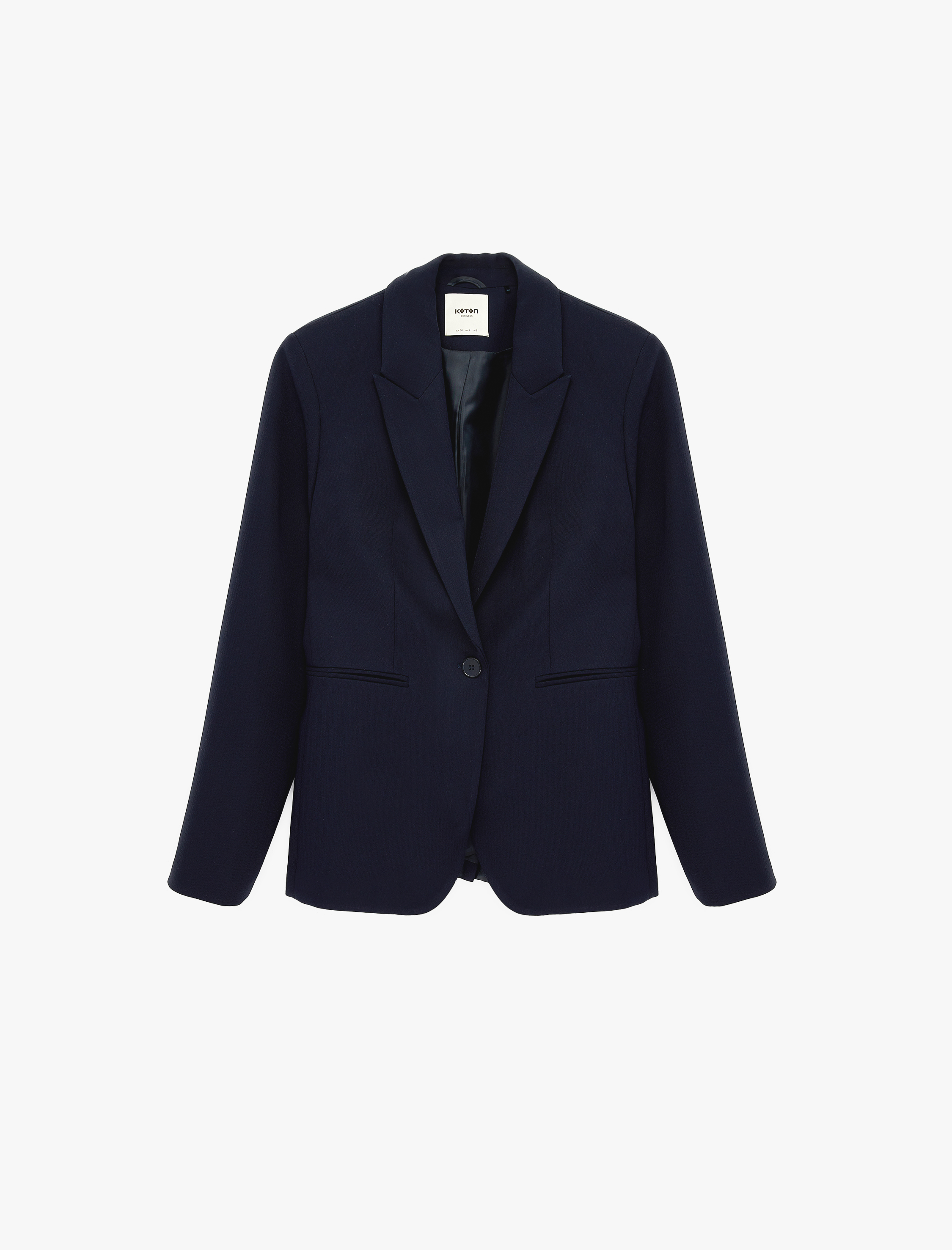   Düğmeli Cepli Geniş Yaka Krep Blazer Ceket