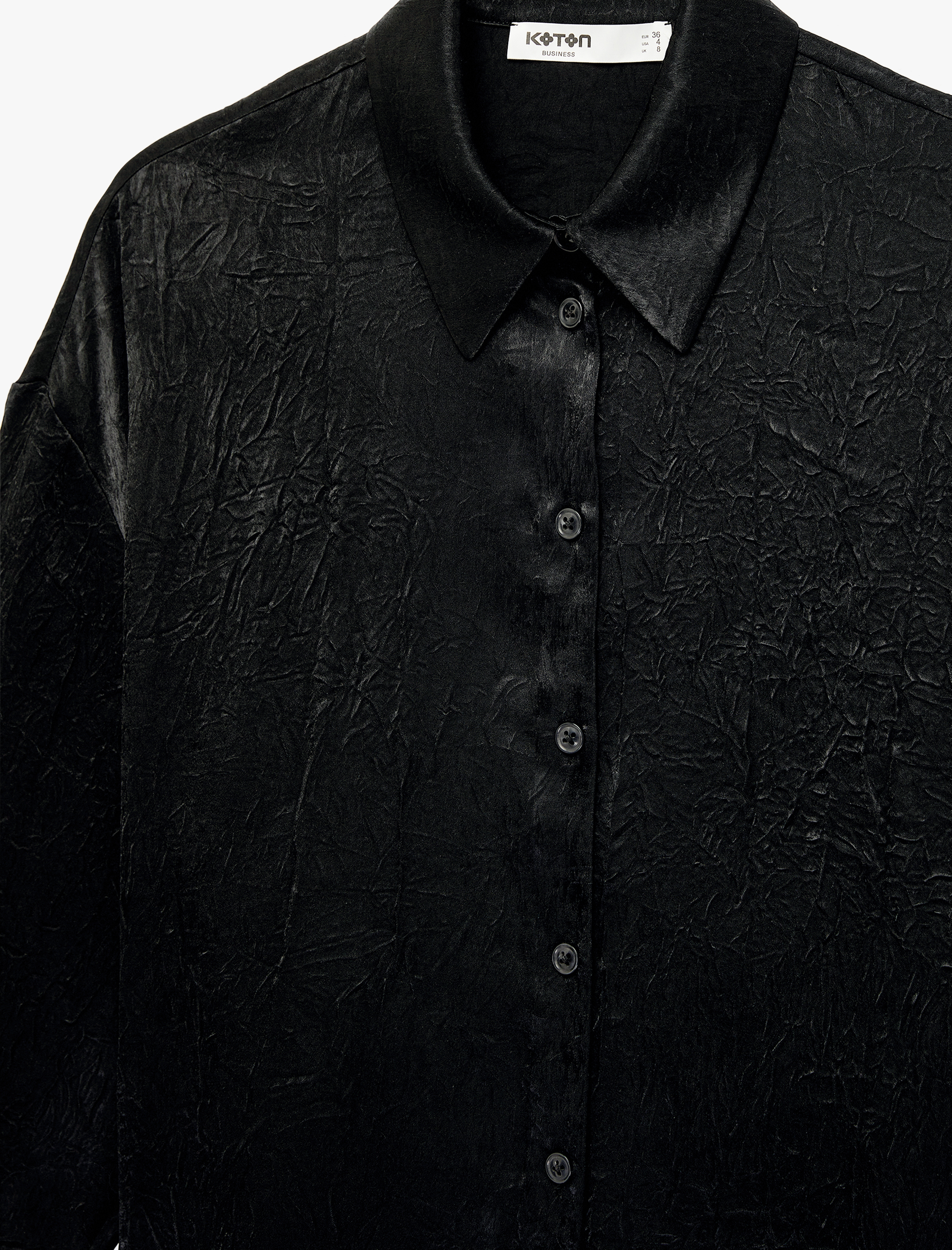   Rahat Kalıp Düğmeli Uzun Kollu Klasik Yaka Saten Gömlek