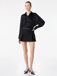 Rahat Kalıp Düğmeli Uzun Kollu Klasik Yaka Saten Gömlek