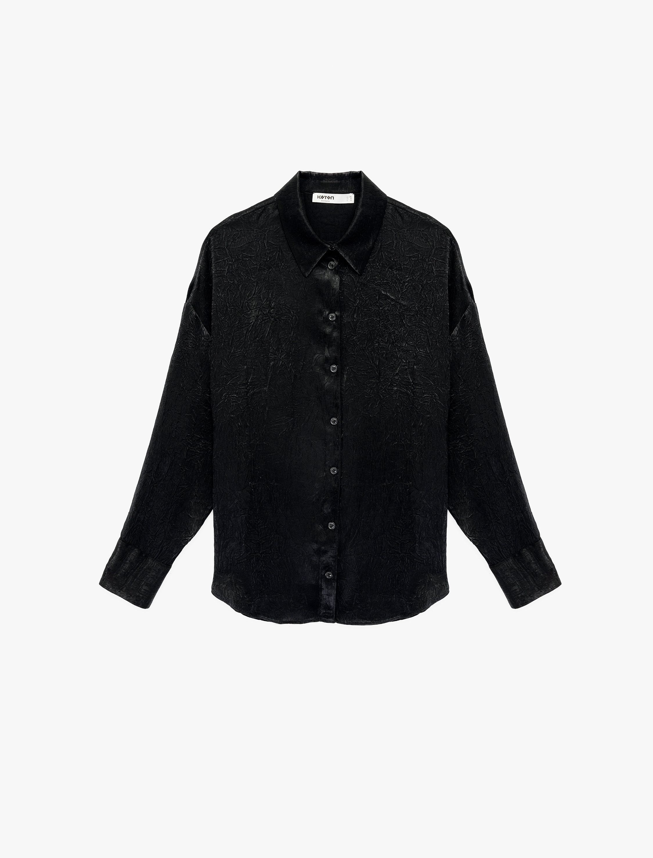   Rahat Kalıp Düğmeli Uzun Kollu Klasik Yaka Saten Gömlek