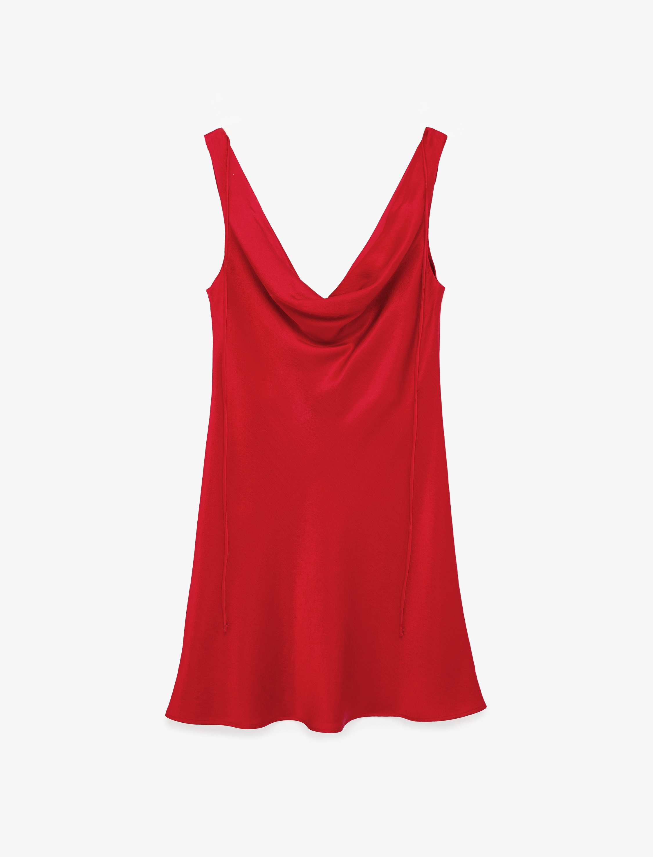   Viskon Kolsuz Degaje Yaka Mini Saten Elbise