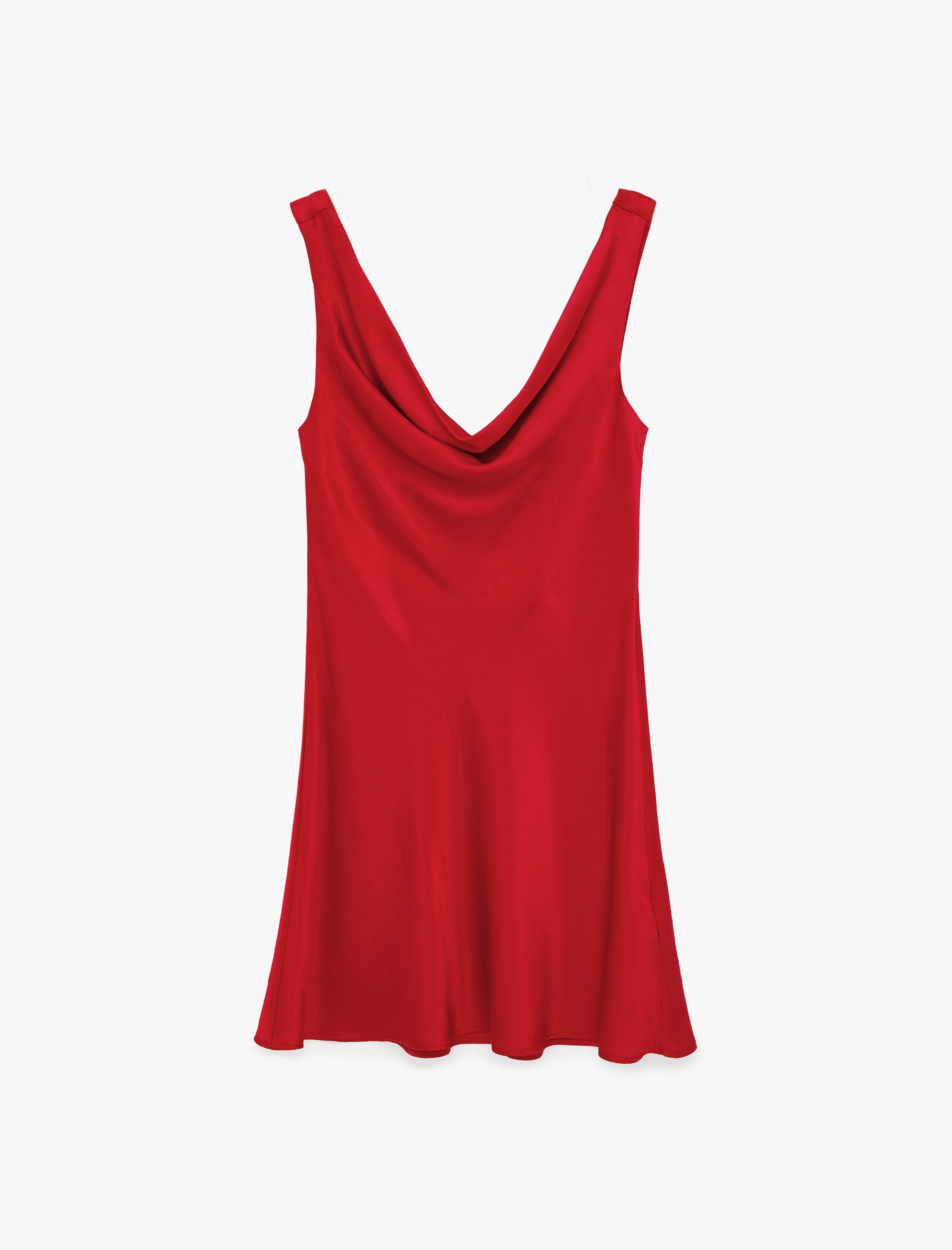   Viskon Kolsuz Degaje Yaka Mini Saten Elbise