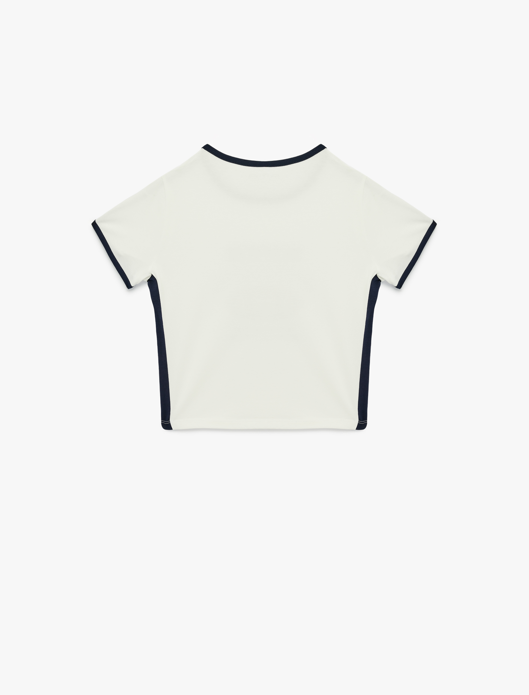   Slim Fit Baskılı Bisiklet Yaka Kısa Kollu Spor Crop Tişört