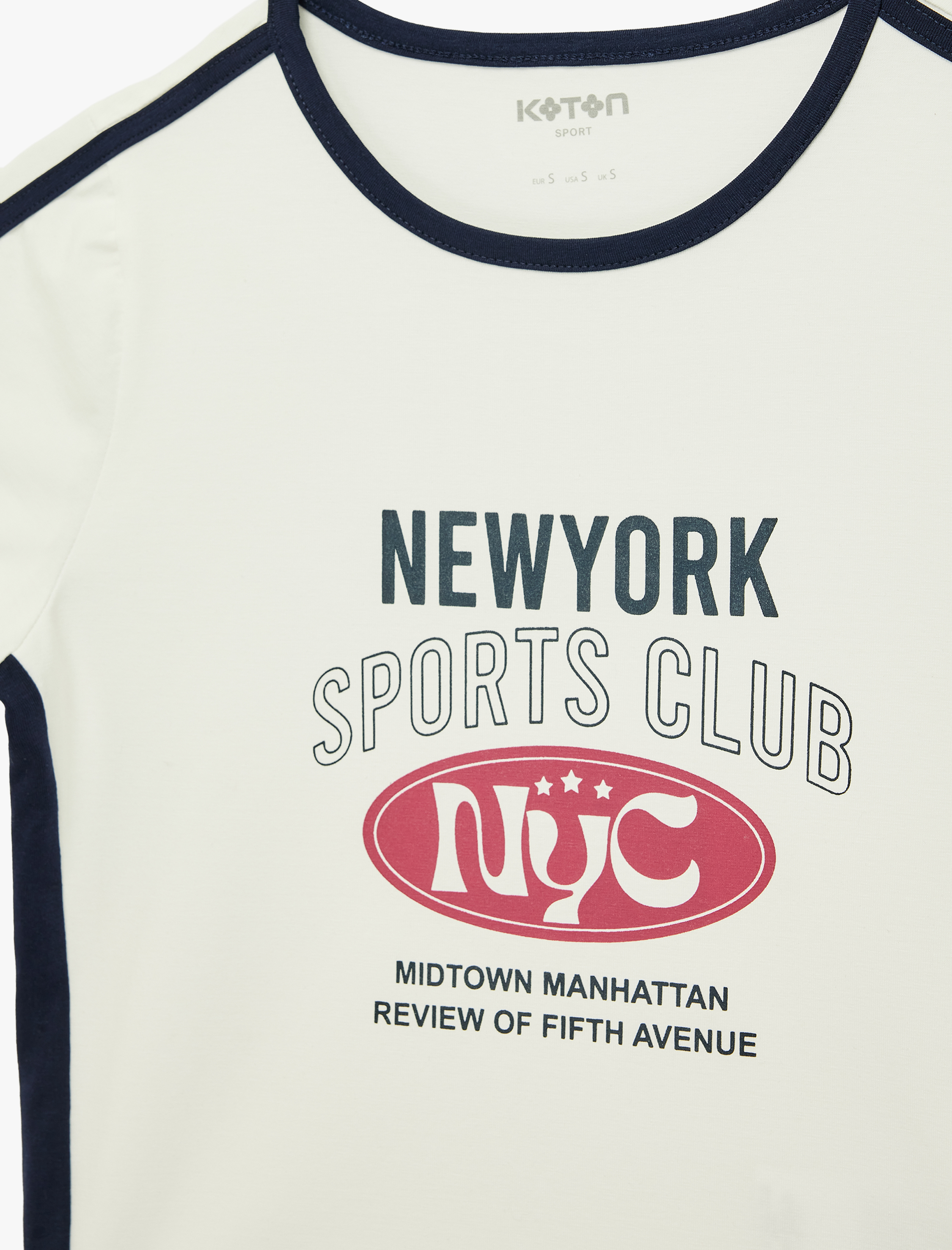   Slim Fit Baskılı Bisiklet Yaka Kısa Kollu Spor Crop Tişört