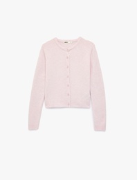 Uzun Kollu Bisiklet Yaka Düğmeli Triko Hırka