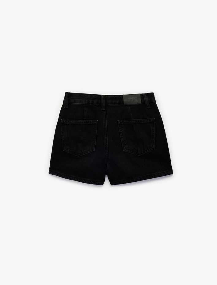 Kız Çocuk Pamuklu Cepli Zımba Detaylı Jean Şort Etek