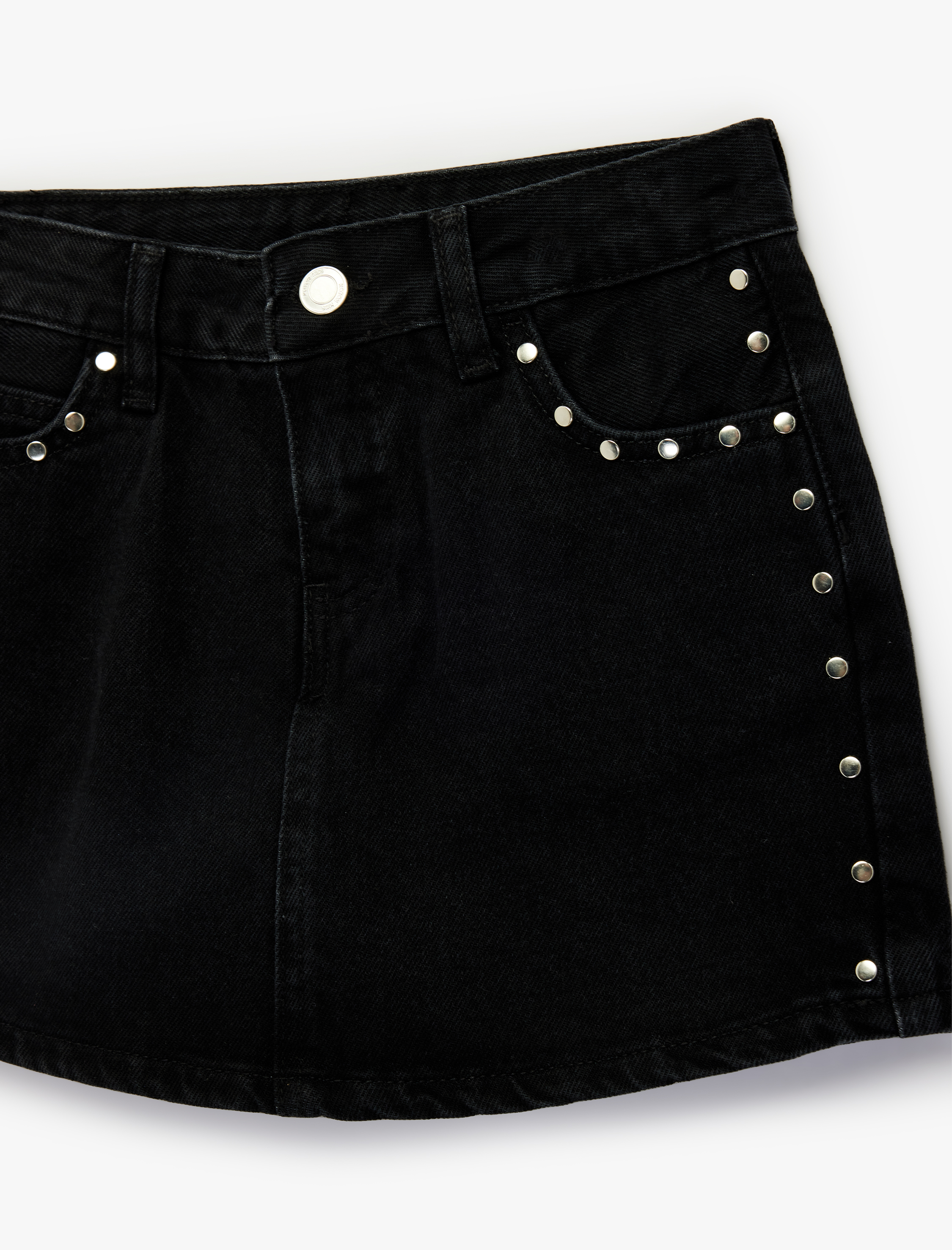  Kız Çocuk Pamuklu Cepli Zımba Detaylı Jean Şort Etek