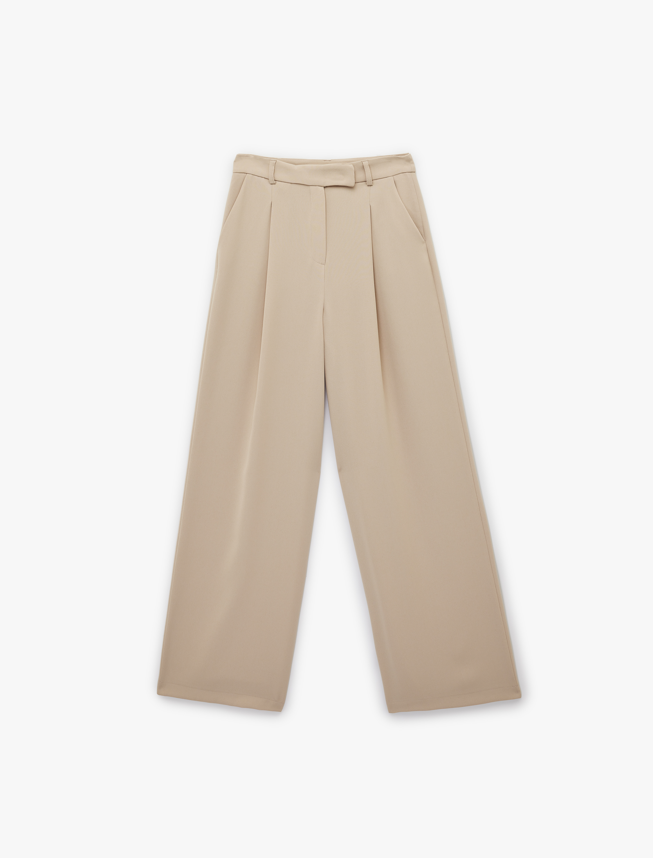   Yüksek Bel Cep Detaylı Palazzo Pantolon