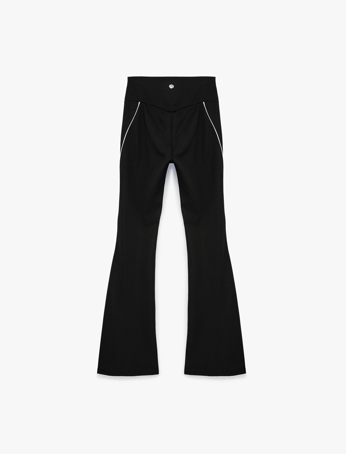  Biyeli Slim Fit Yüksek Bel İspanyol Paça Spor Tayt