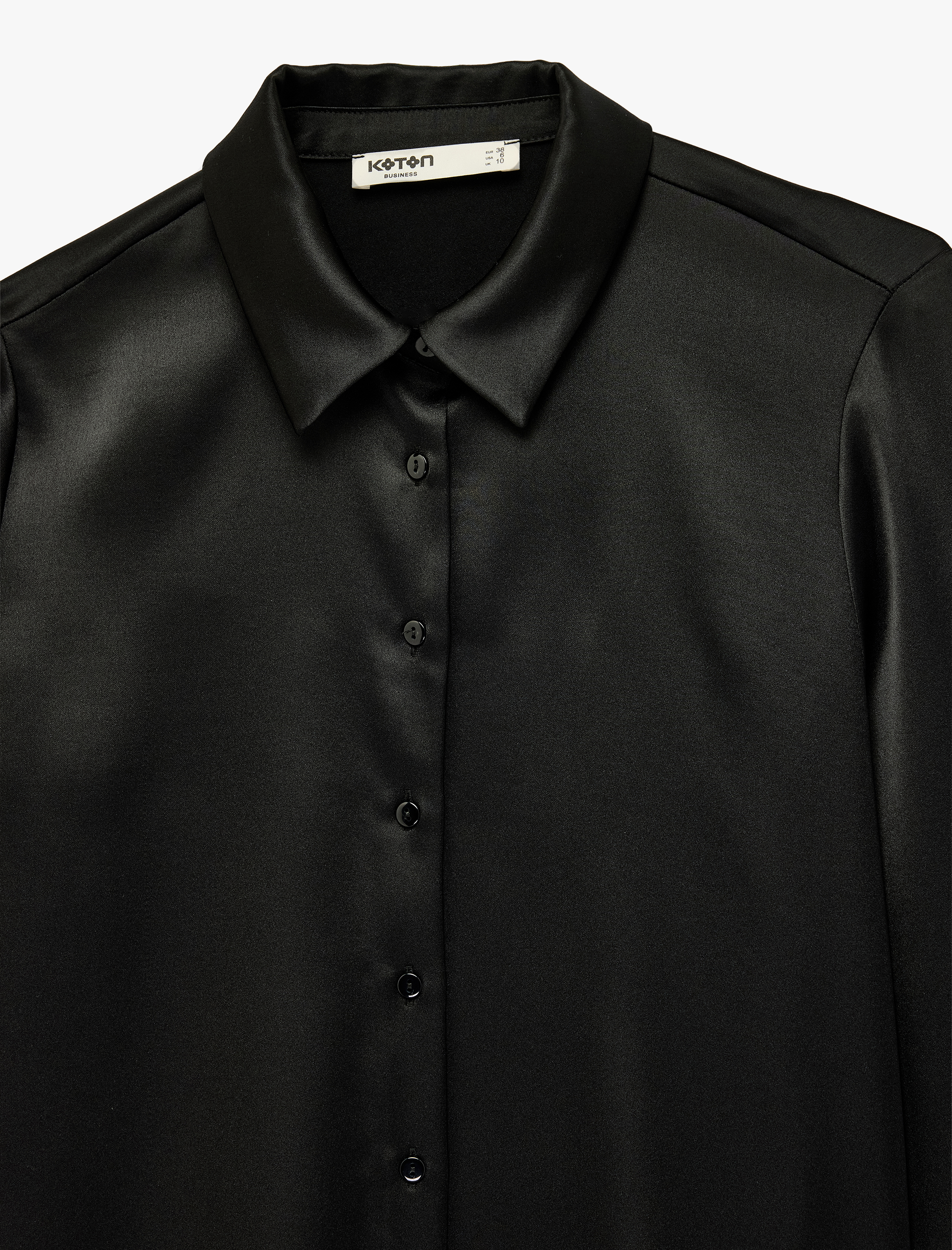   Klasik Yaka Uzun Kollu Saten Gömlek