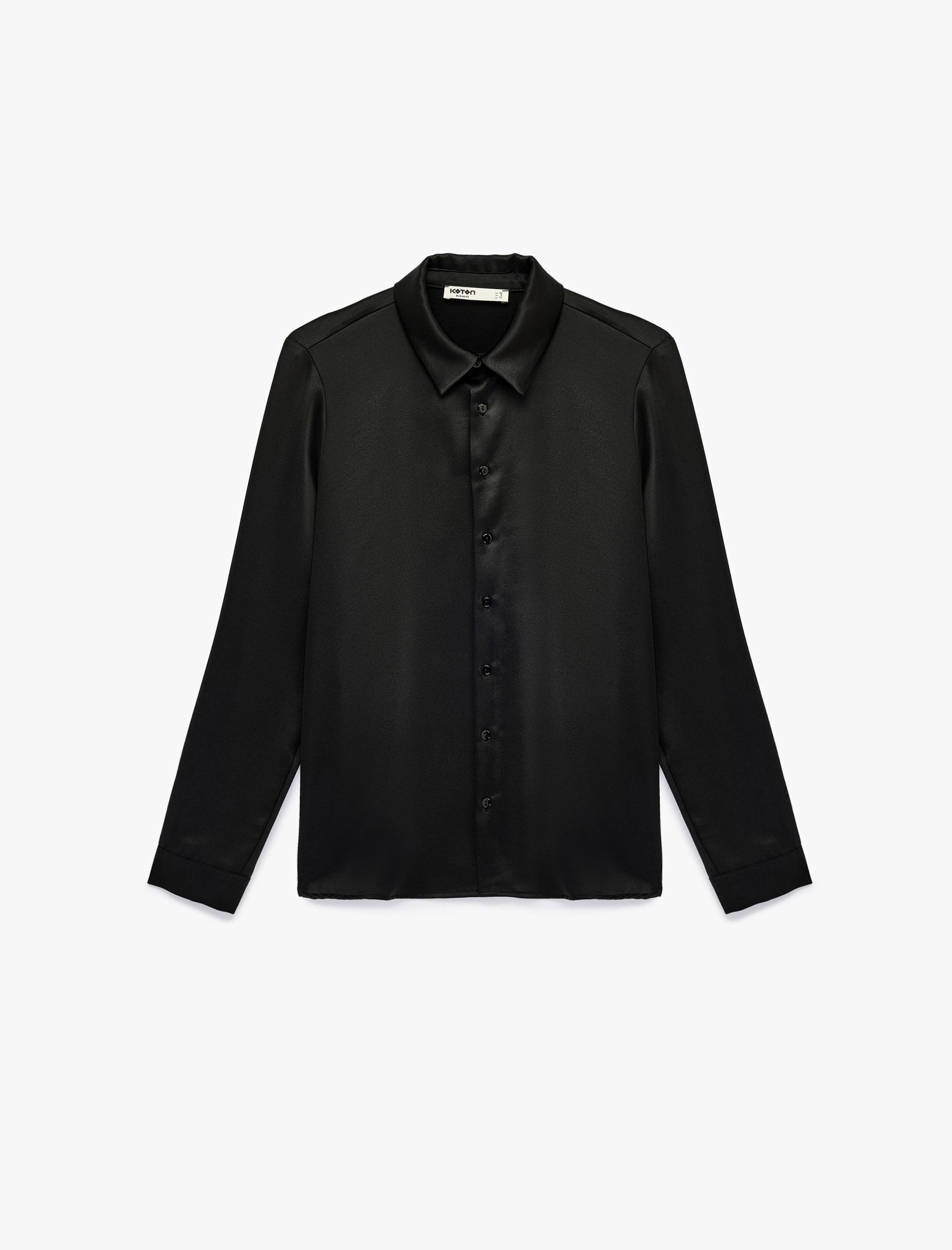   Klasik Yaka Uzun Kollu Saten Gömlek