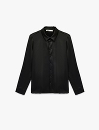 Klasik Yaka Uzun Kollu Saten Gömlek