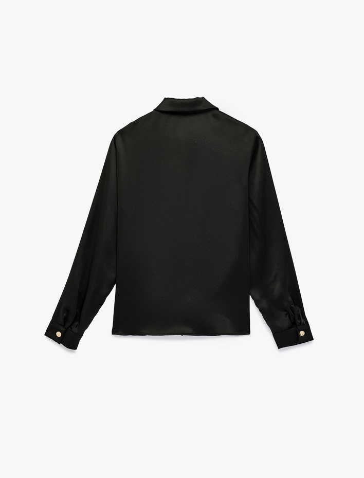  Klasik Yaka Uzun Kollu Saten Gömlek