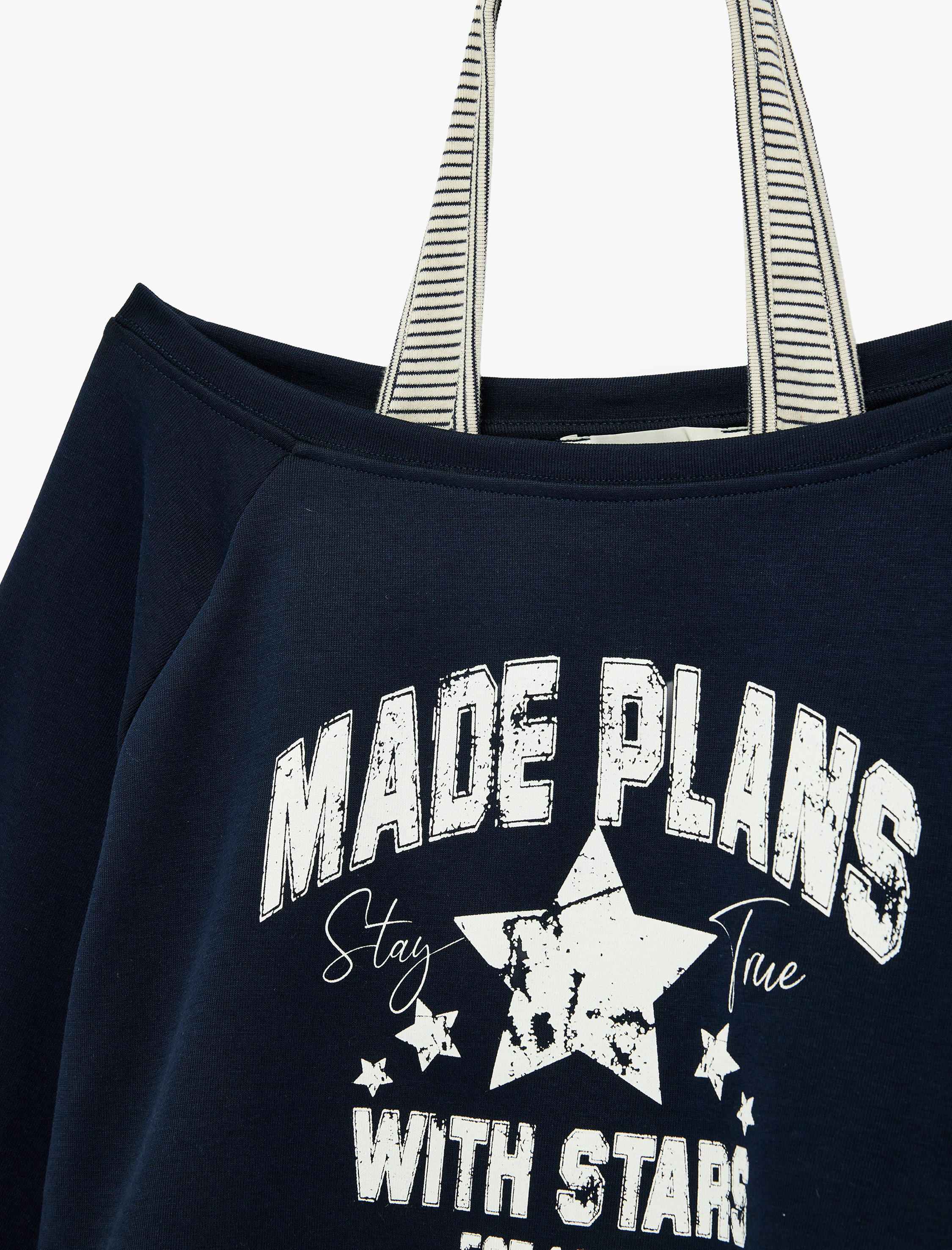   Rahat Kalıp Uzun Kollu Boyundan Bağlama Detaylı Crop Baskılı Sweatshirt