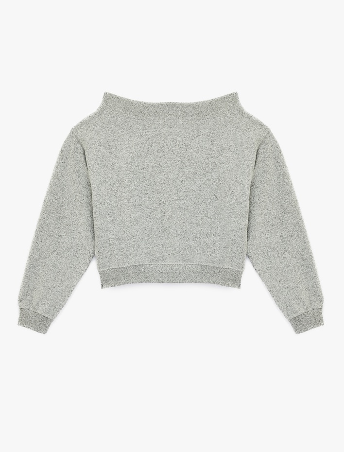  Uzun Kollu Yumuşak Dokulu Omzu Açık Tişört