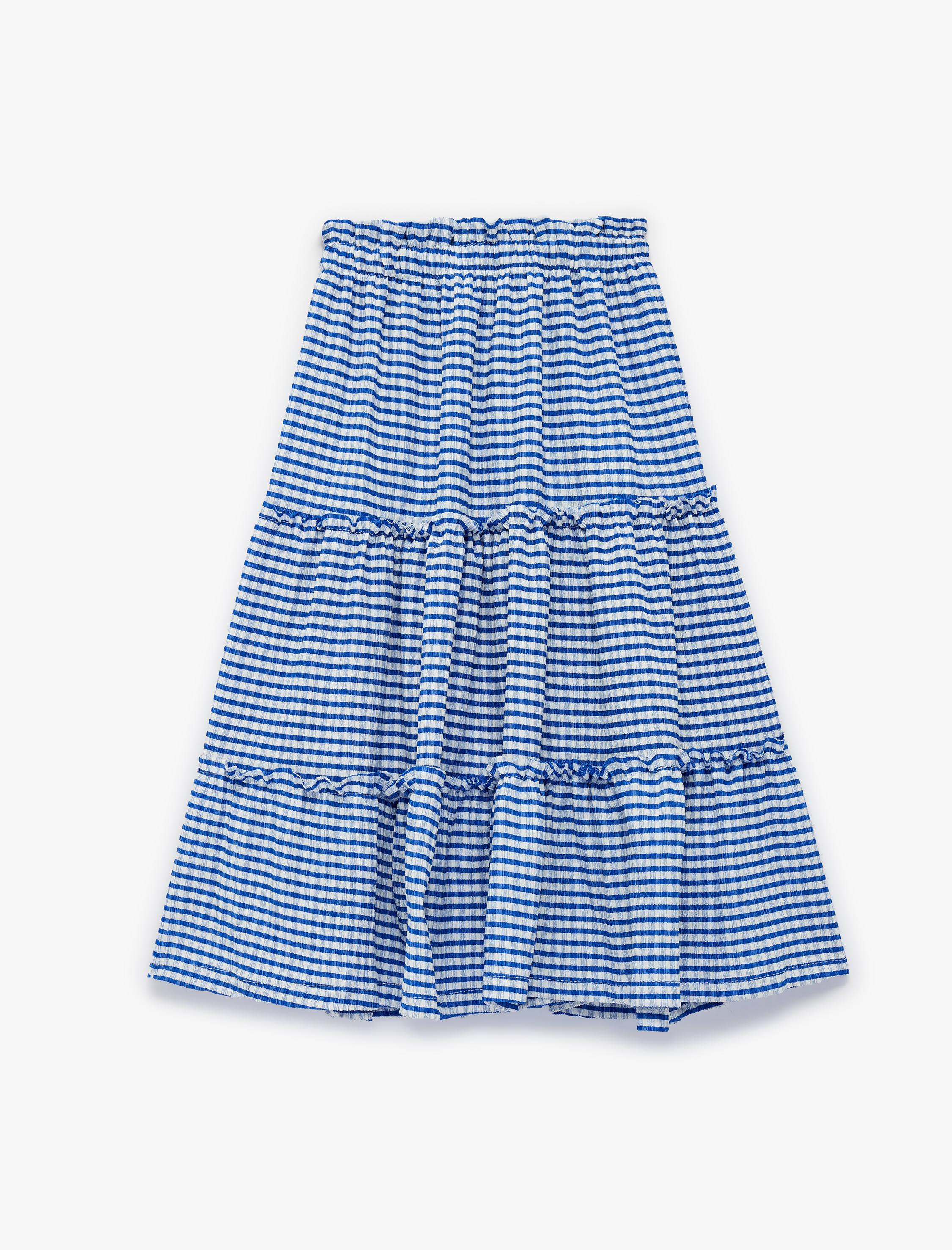  Kız Çocuk Bürümcük Kumaş Beli Lastikli Katlı Pötikareli Midi Etek