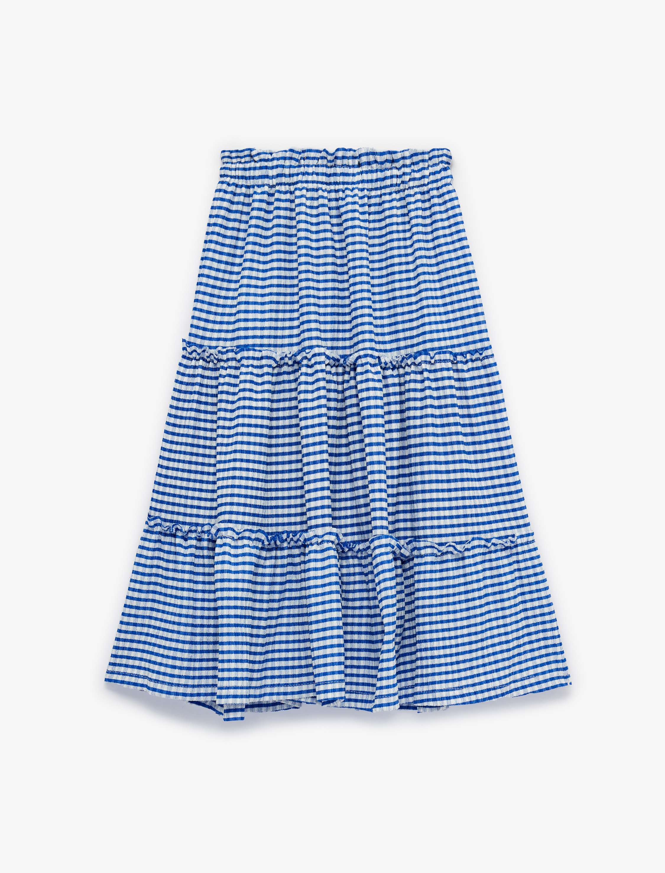  Kız Çocuk Bürümcük Kumaş Beli Lastikli Katlı Pötikareli Midi Etek