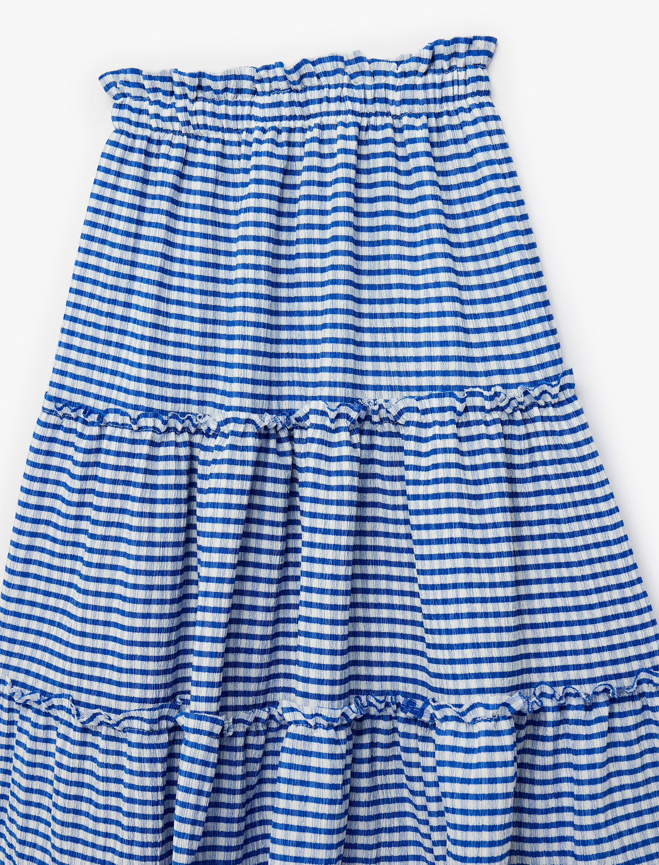  Kız Çocuk Bürümcük Kumaş Beli Lastikli Katlı Pötikareli Midi Etek