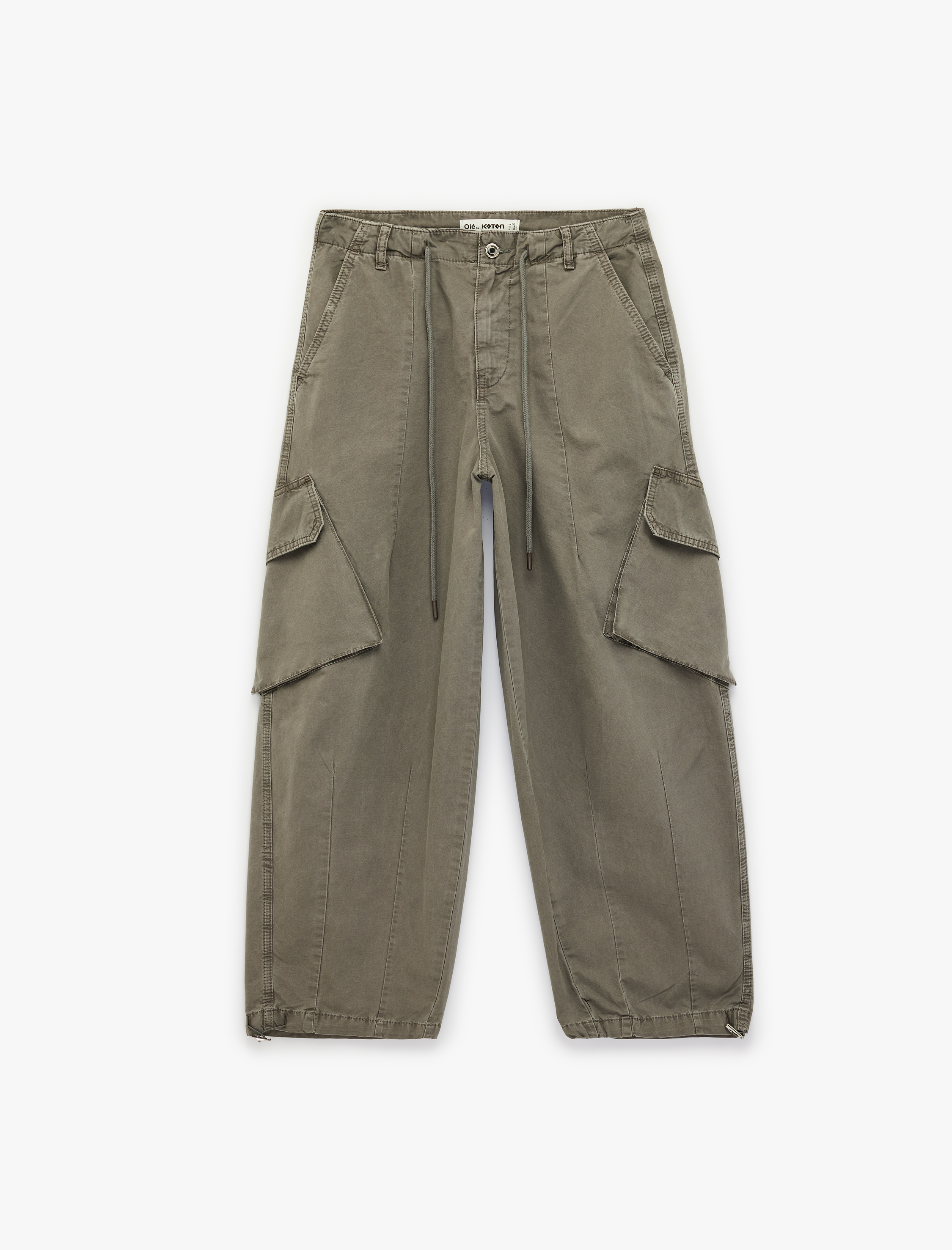   Bol Kalıp Beli Bağcıklı Kargo Cepli Balon Pantolon