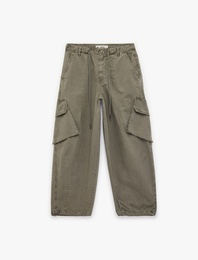 Bol Kalıp Beli Bağcıklı Kargo Cepli Balon Pantolon