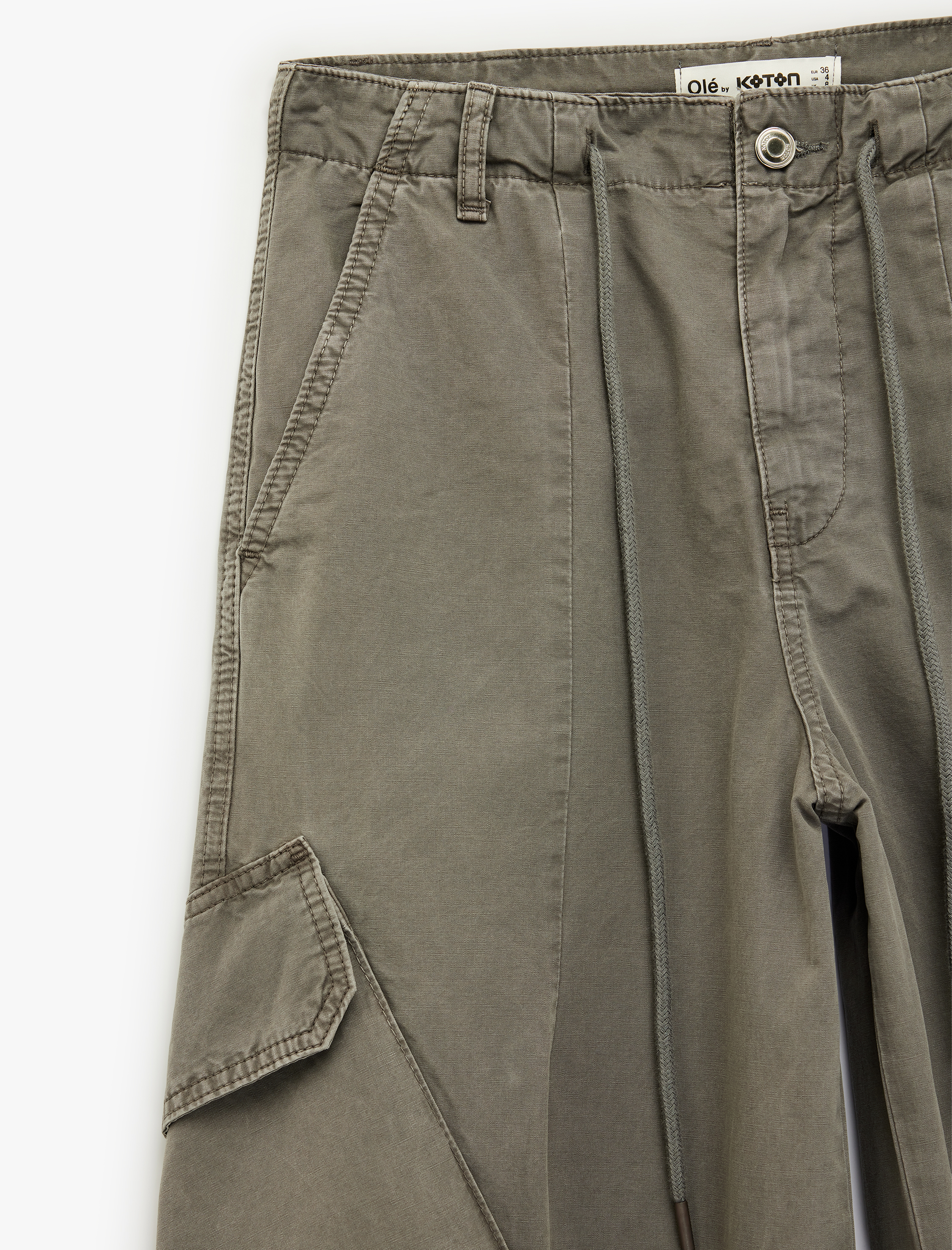   Bol Kalıp Beli Bağcıklı Kargo Cepli Balon Pantolon