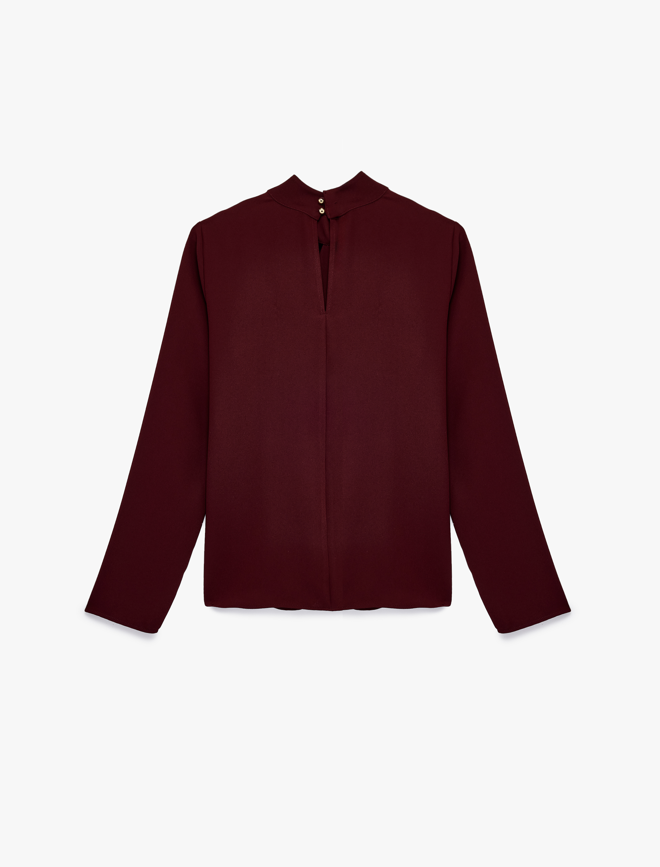   Metal Aksesuarlı Asimetrik Yaka Uzun Kollu Bluz