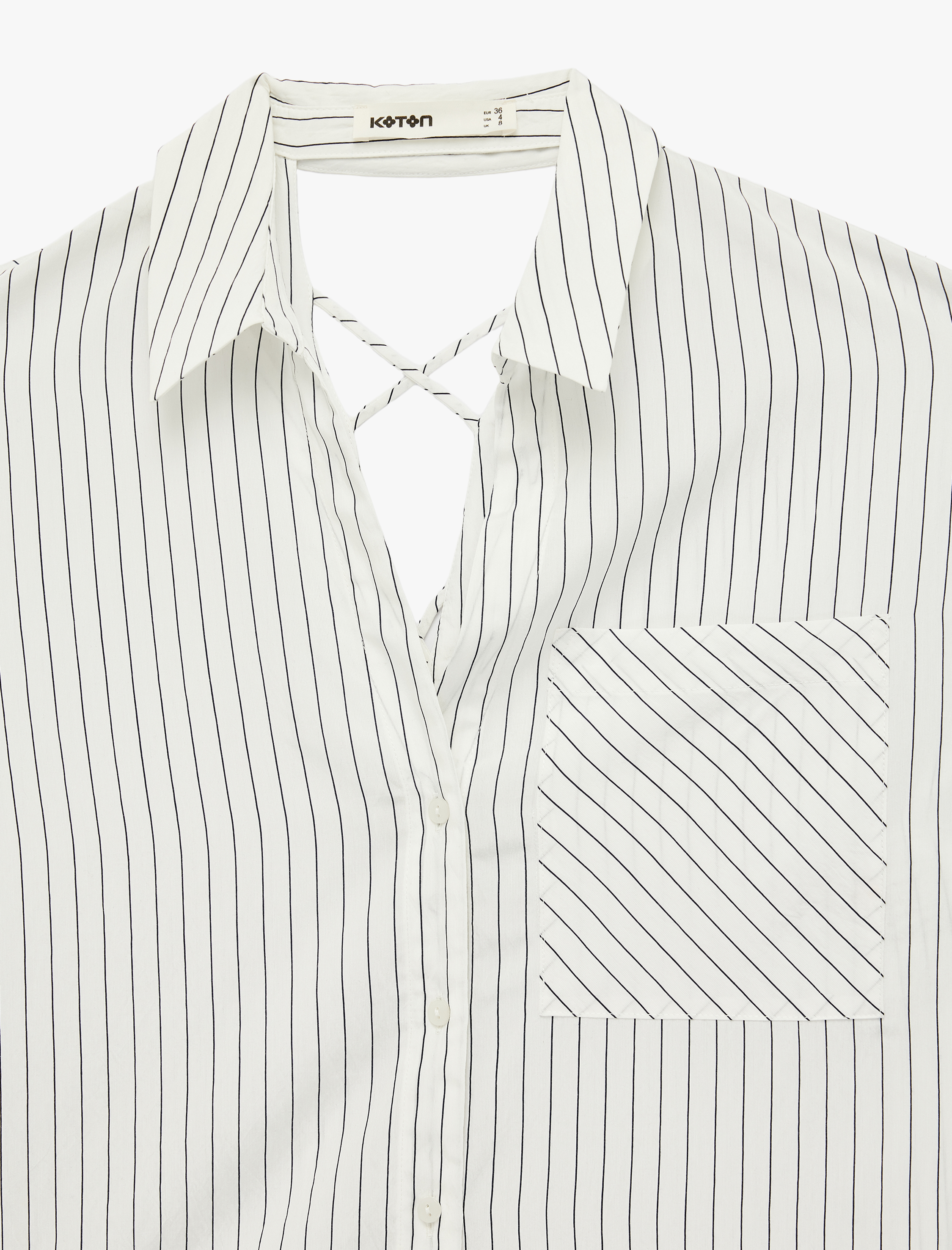   Bol Kalıp Cepli Uzun Kollu Arkası Pencere Detaylı Çizgili Gömlek