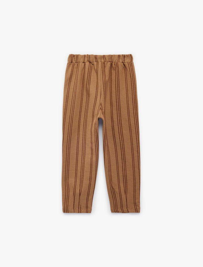 Erkek Bebek Pamuklu Şardonlu Oversize Çizgili Jogger Eşofman Altı