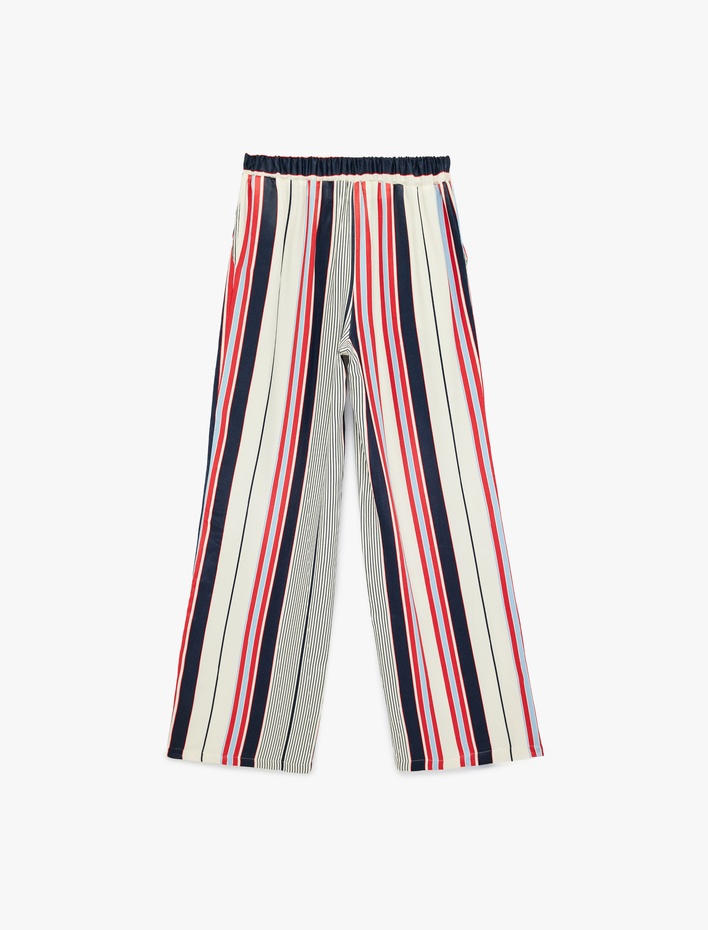  Cep Detaylı Yüksek Bel Geniş Paça Pantolon