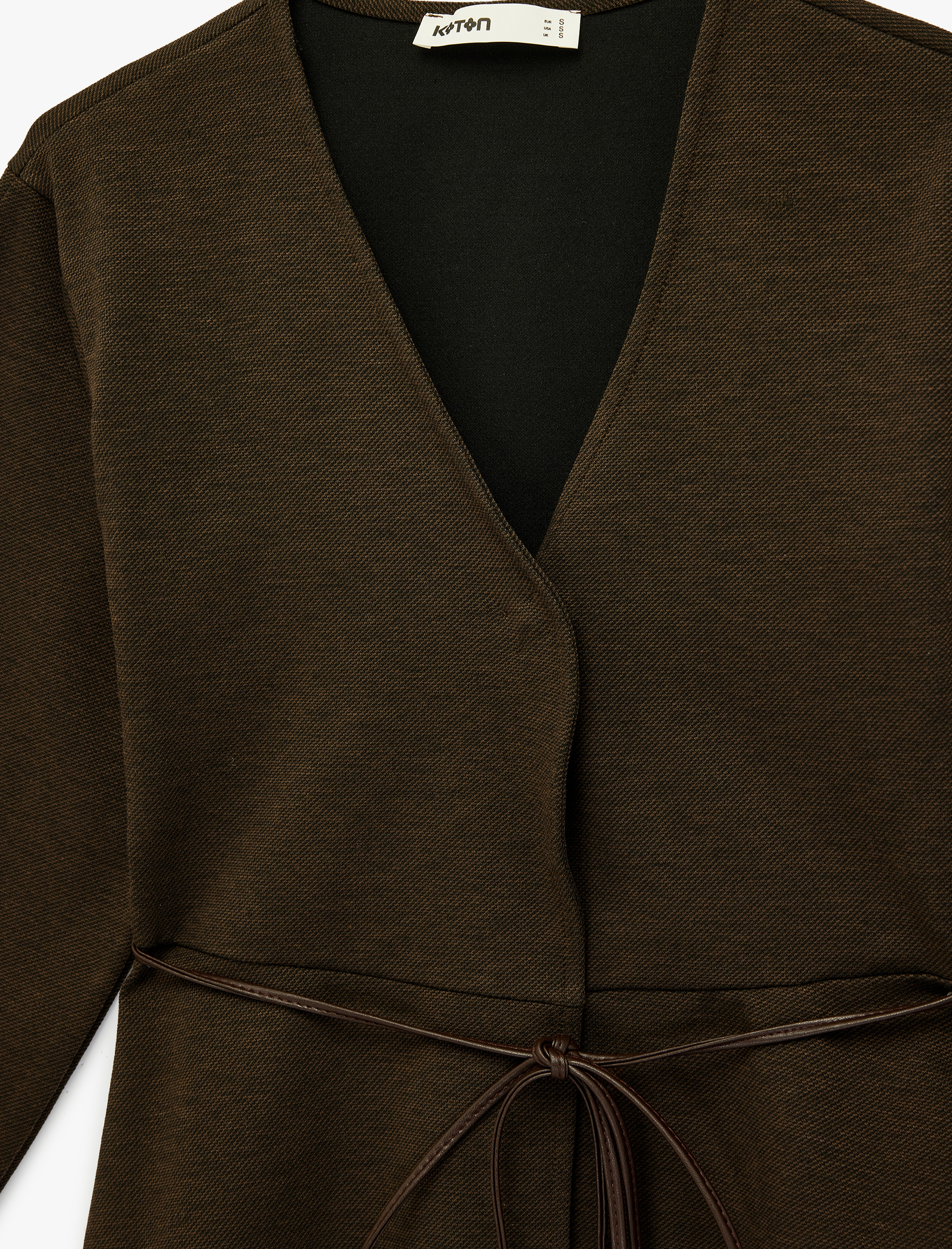   Slim Fit Uzun Kollu Peplum Kesim Kemerli Hırka