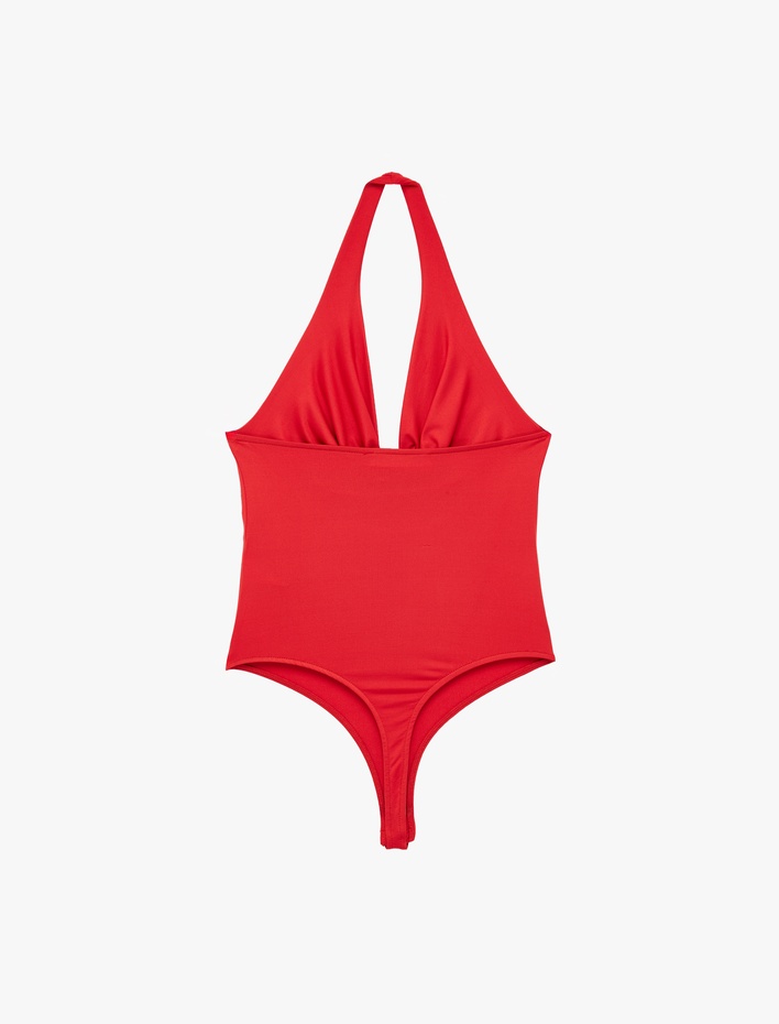  Sırt Dekolteli Degaje Yaka Bodysuit