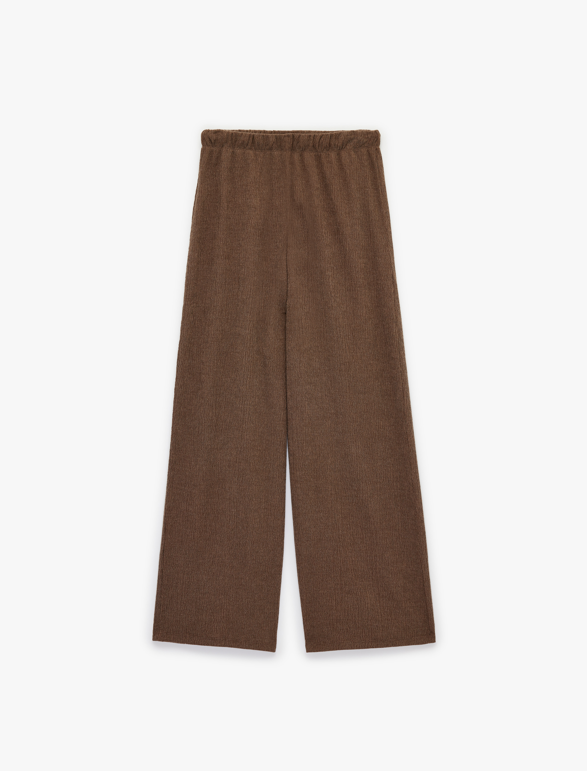   Bürümcük Kumaş Beli Bağcıklı Geniş Paça Pantolon